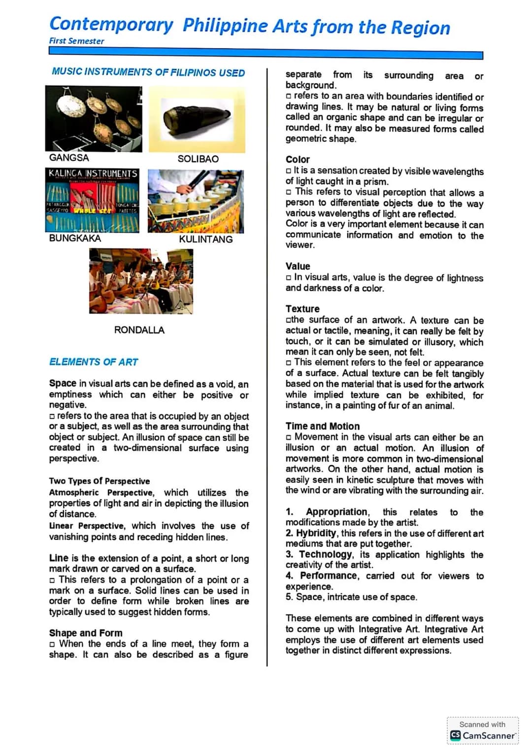 NOTES for Grade 12
STUDENTS
C.P.A.R
Contemporary Philippine Arts
from the Region Contemporary Philippine Arts from the Region
First Semester
