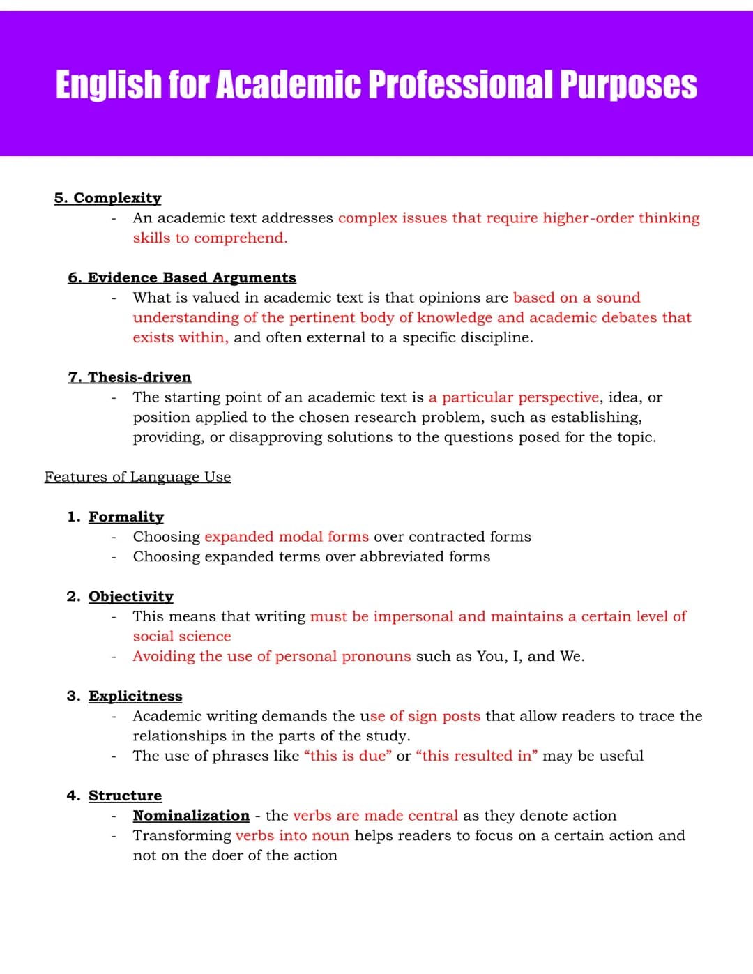 English for Academic Professional Purposes
Academic Language
Register
- Various ways people use language based on who they are talking to an