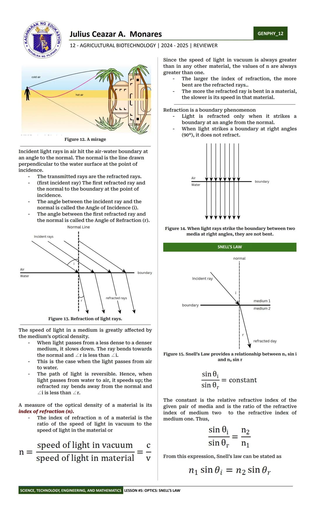 # RAN NG EDUKAS
M
Julius Ceazar A. Monares
12- AGRICULTURAL BIOTECHNOLOGY | 2024-2025 | REVIEWER
# INTRODUCTION TO PHYSICS
# MOTION
GENPHY_1