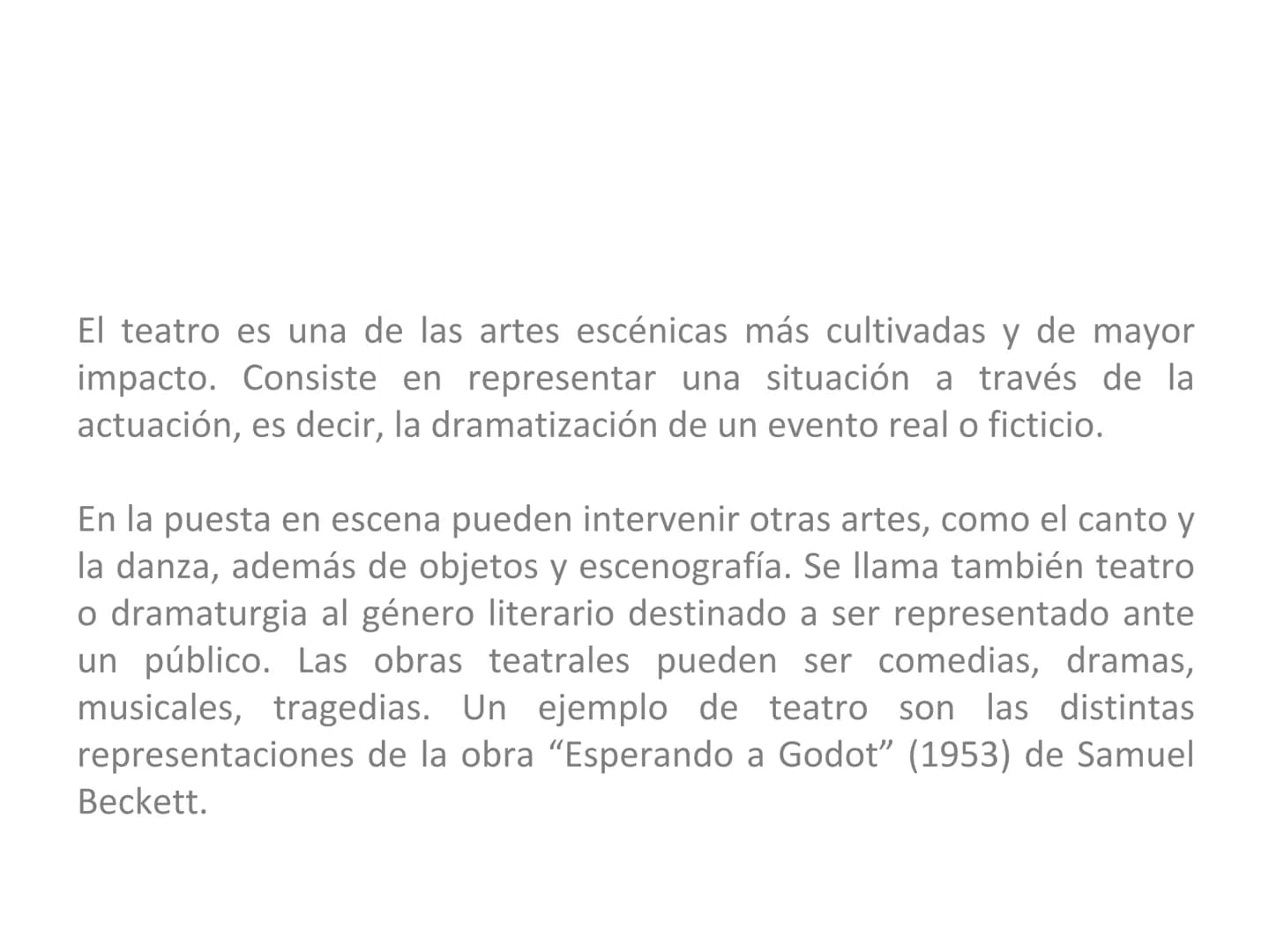 # INTRODUCCIÓN A LAS ARTES
ESCÉNICAS
Prof. Astucuri Guillen Las artes escénicas son las expresiones artísticas destinadas a
representarse en