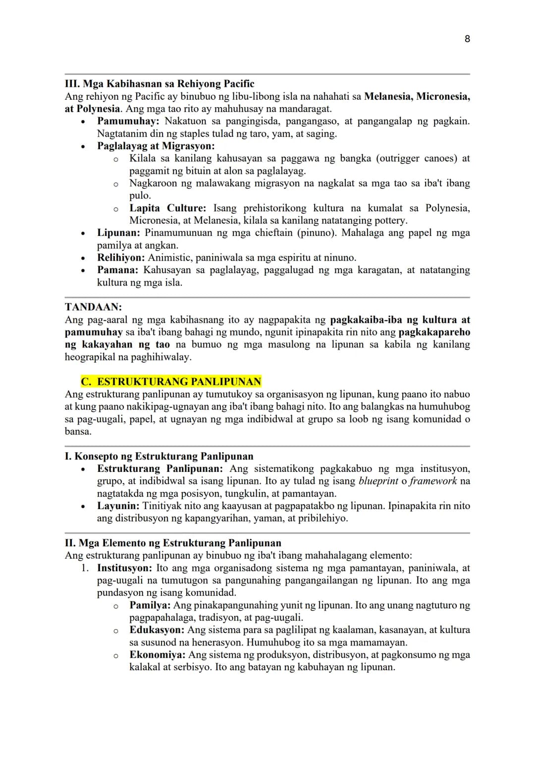 --- OCR Start ---
1
COMPENDIUM OF NOTES
ARALING PANLIPUNAN GRADE 8
"ANG ASYA AT DAIGDIG"
Batay sa Revised K to 12 Curriculum
UNANG MARKAHAN