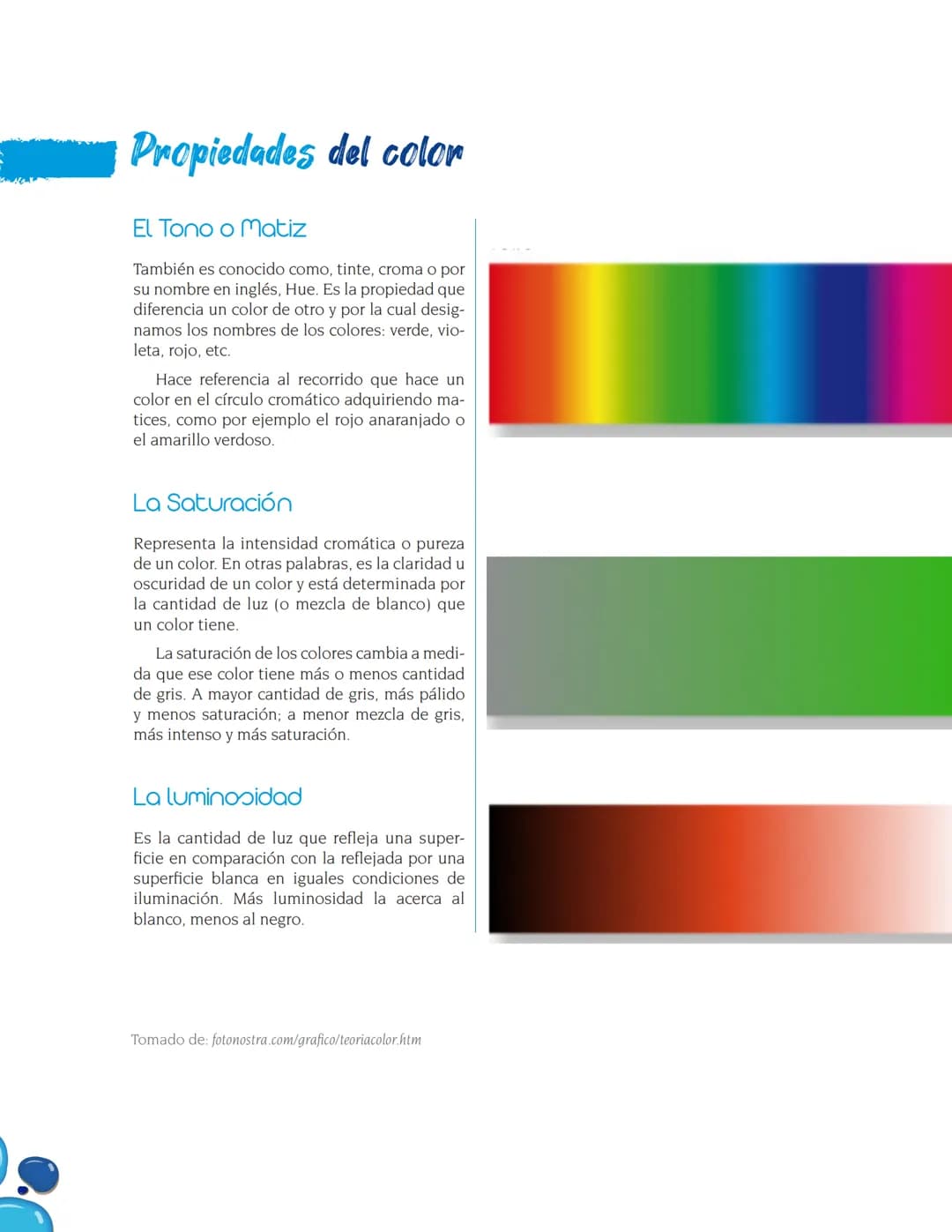 Teoría del
color
E
I color, como tal, no existe, solo es una percepción, la interpretación que
el cerebro hace de las señales nerviosas que