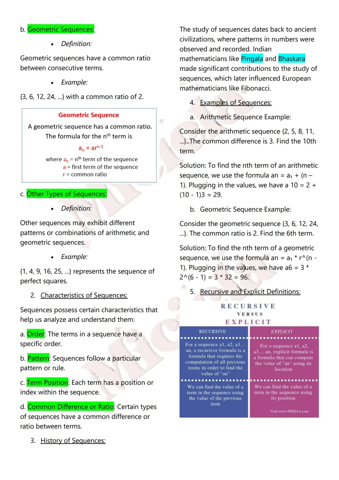 Miciela
ALL RIGHTS RESERVED MATH 10
Table of Contents:
1st Quarter
1. Sequences
Introduction to Sequences
Terms and Notation
Recursive and E