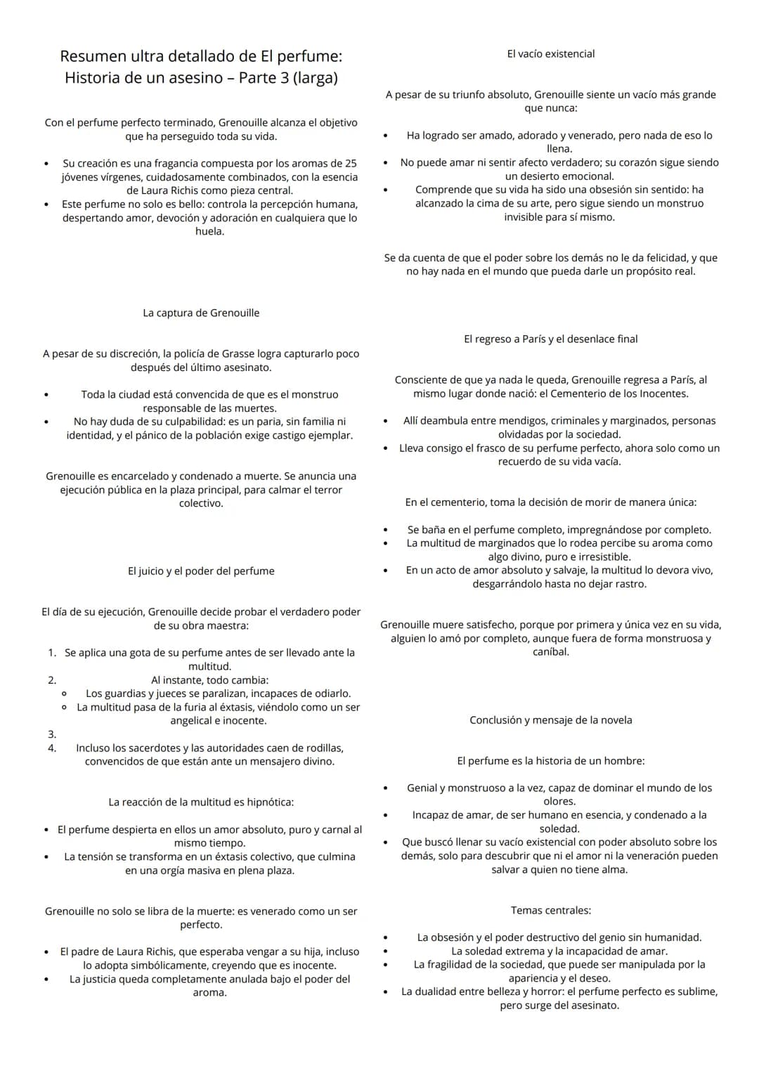 Resumen
Resumen ultra detallado de El perfume: Historia
de un asesino - Parte 1 (larga)
La novela comienza con una descripción minuciosa de