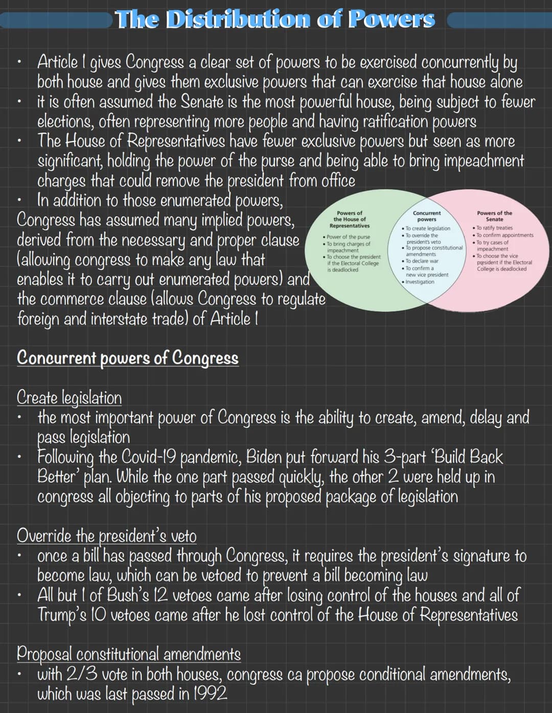 The Structure of Congress
- the US congress is bicameral, meaning it is made up of 2 chambers- the House of Representatives and the Senate
-