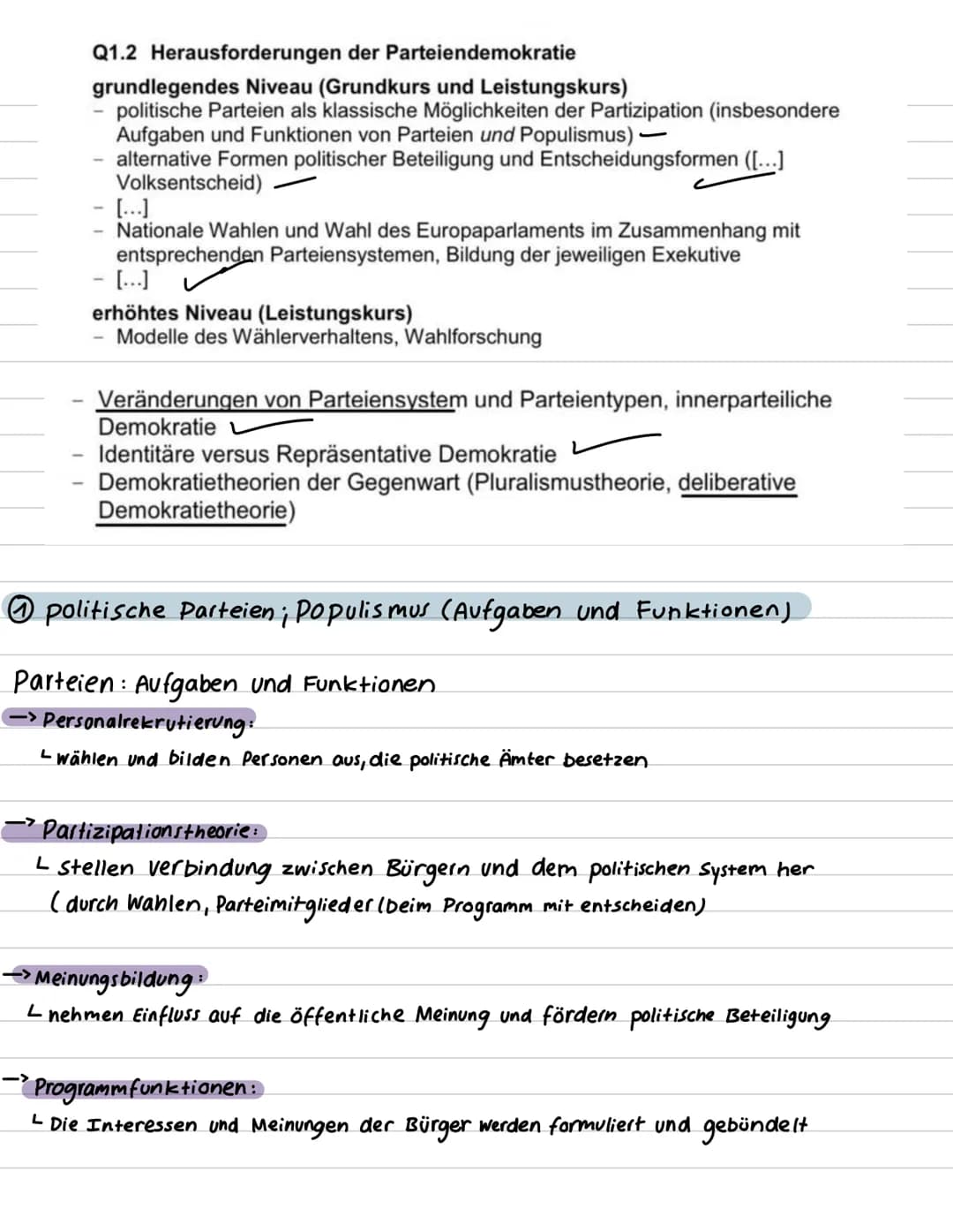 Q1.1 Verfassung und Verfassungswirklichkeit: Rechtsstaatlichkeit und
Verfassungskonflikte
* nochmal prüfen
grundlegendes Niveau (Grundkurs u