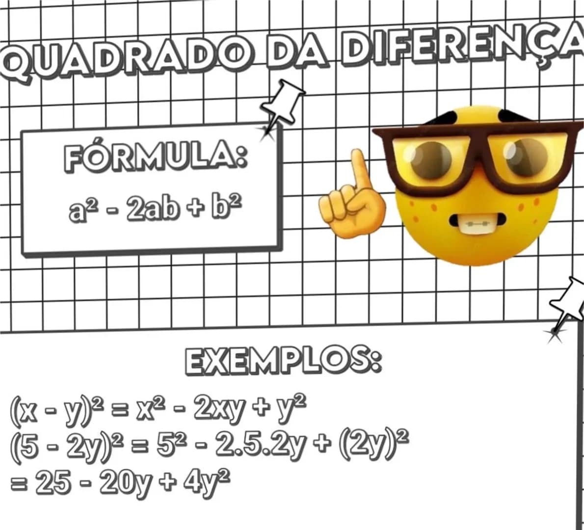 PRODUTOS NOTAVEIS
PRODUTOS NOTÁVEIS SÃO FÓRMULAS
ALGÉBRICAS PRONTAS QUE FACILITAM
O CÁLCULO DE EXPRESSÕES. QUADRADO DA SOMA
FÓRMULA:
a² + 2