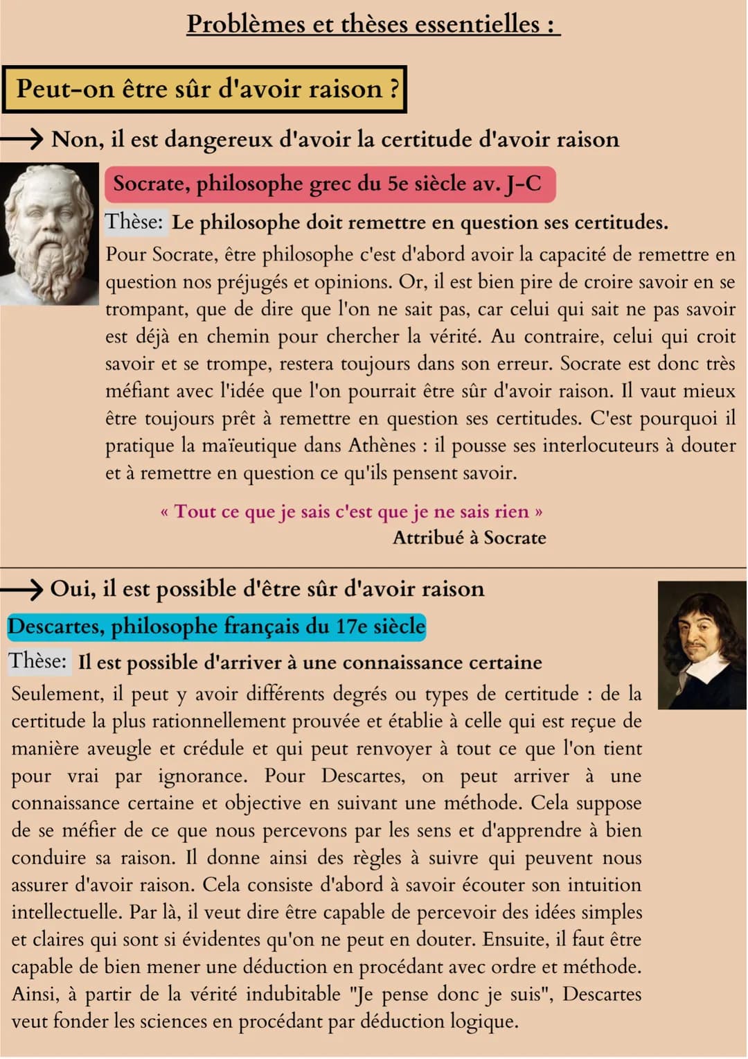 La raison
Définitions importantes :
Dans le domaine de la réflexion, utiliser sa raison c'est être
rationnel. Être rationnel c'est être capa