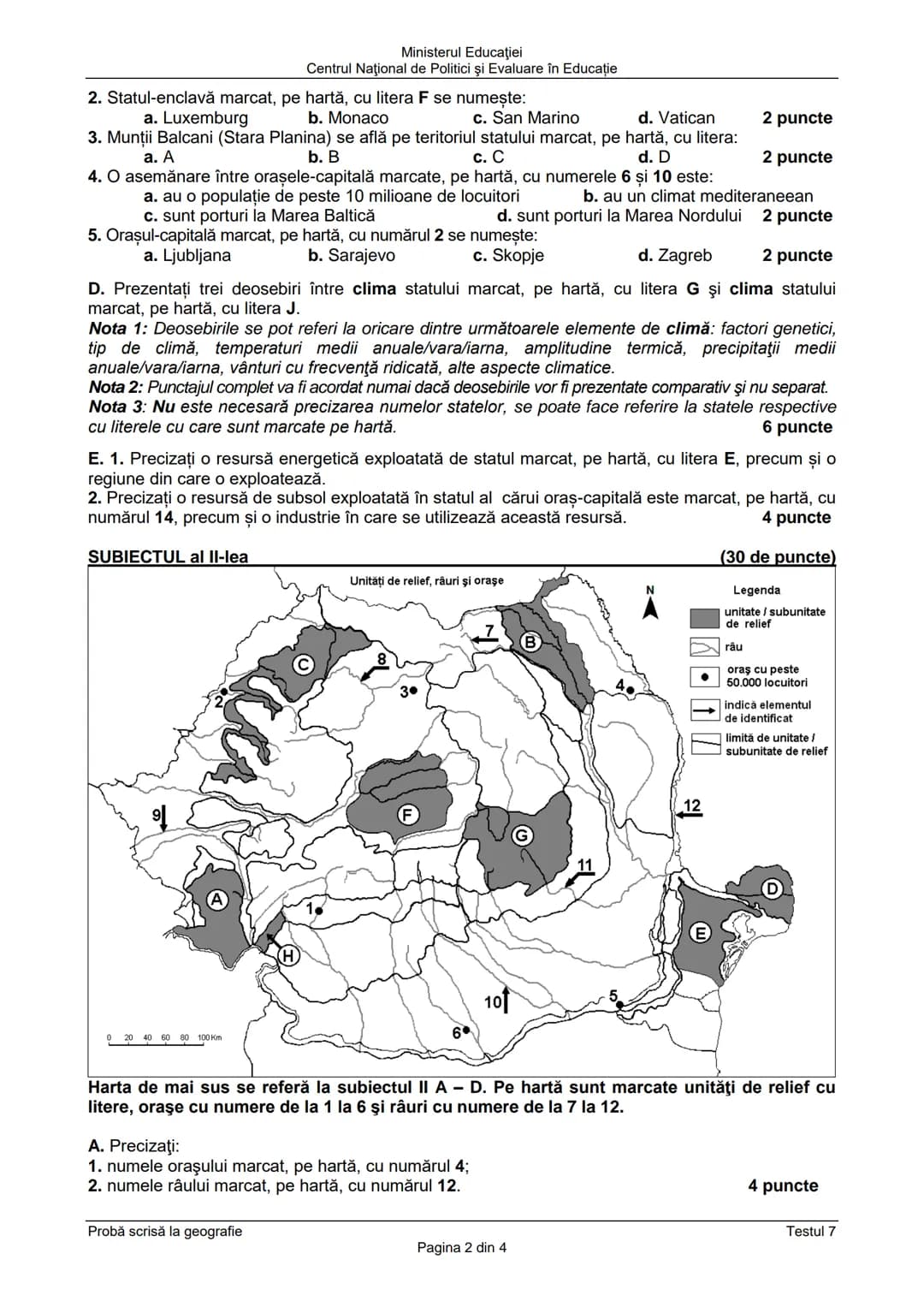 Ministerul Educaţiei
Centrul Naţional de Politici şi Evaluare în Educație
Examenul naţional de bacalaureat 2021
Proba E. d)
Geografie
Testul