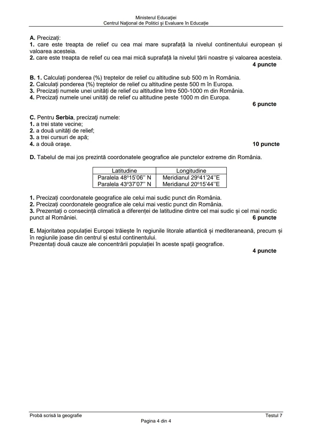 Ministerul Educaţiei
Centrul Naţional de Politici şi Evaluare în Educație
Examenul naţional de bacalaureat 2021
Proba E. d)
Geografie
Testul