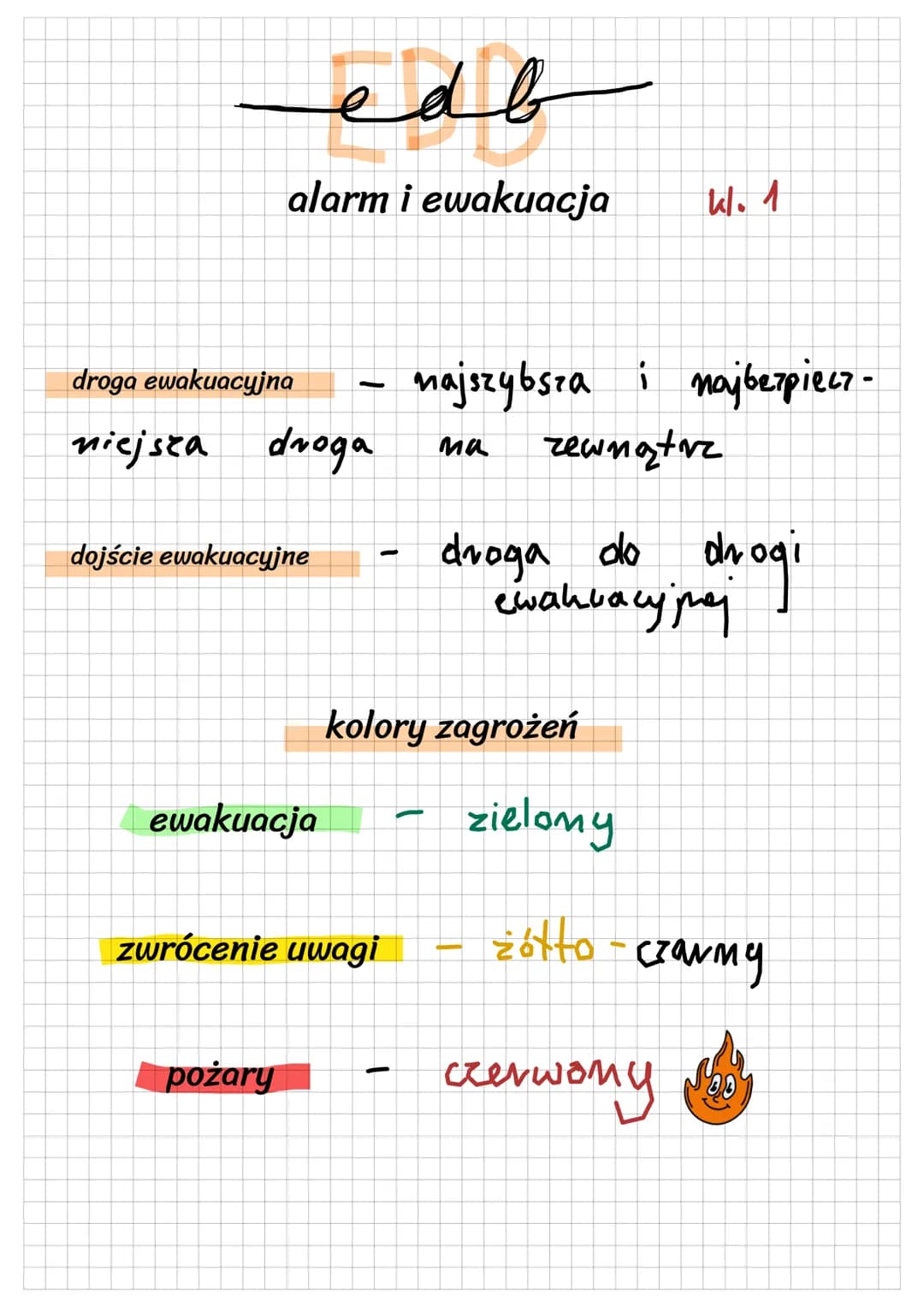 NOTE BOOK edb
alarm i ewakuacja
W. 1
droga ewakuacујпа - najszybsza i пајветріест-
mniejsza droga ma zewnątrz
dojście ewakuacyjne - droga