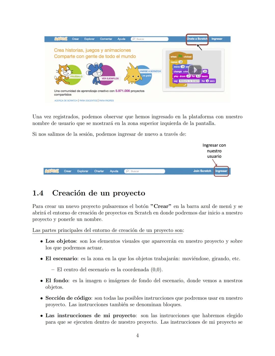 Scratch
Grau Marianela Clara & Barletta Luciano
February 7, 2024 # Índice
1 Introducción 3
1.1 ¿Qué es Scratch? 3
1.2 Ejemplos de proyect