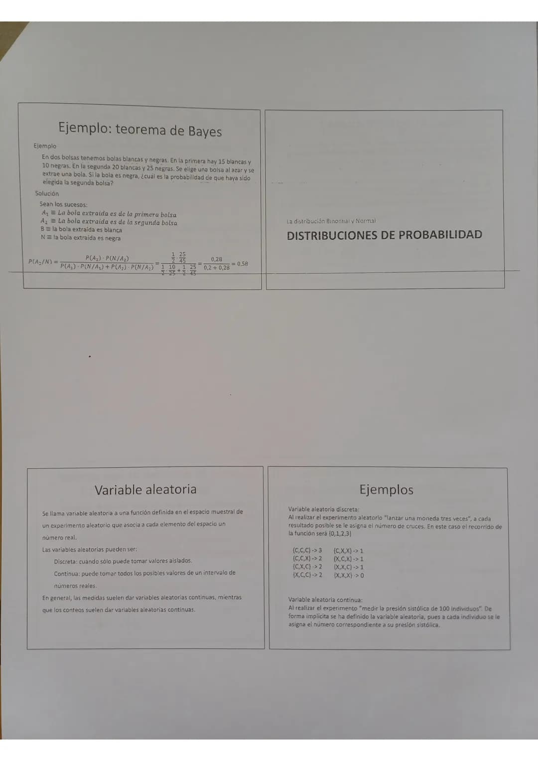 Probabilidad
Definiciones
Experimento aleatorio
Experimento cuyo resultado no se puede predecir
Espacio muestral
Conjunto formado por todo