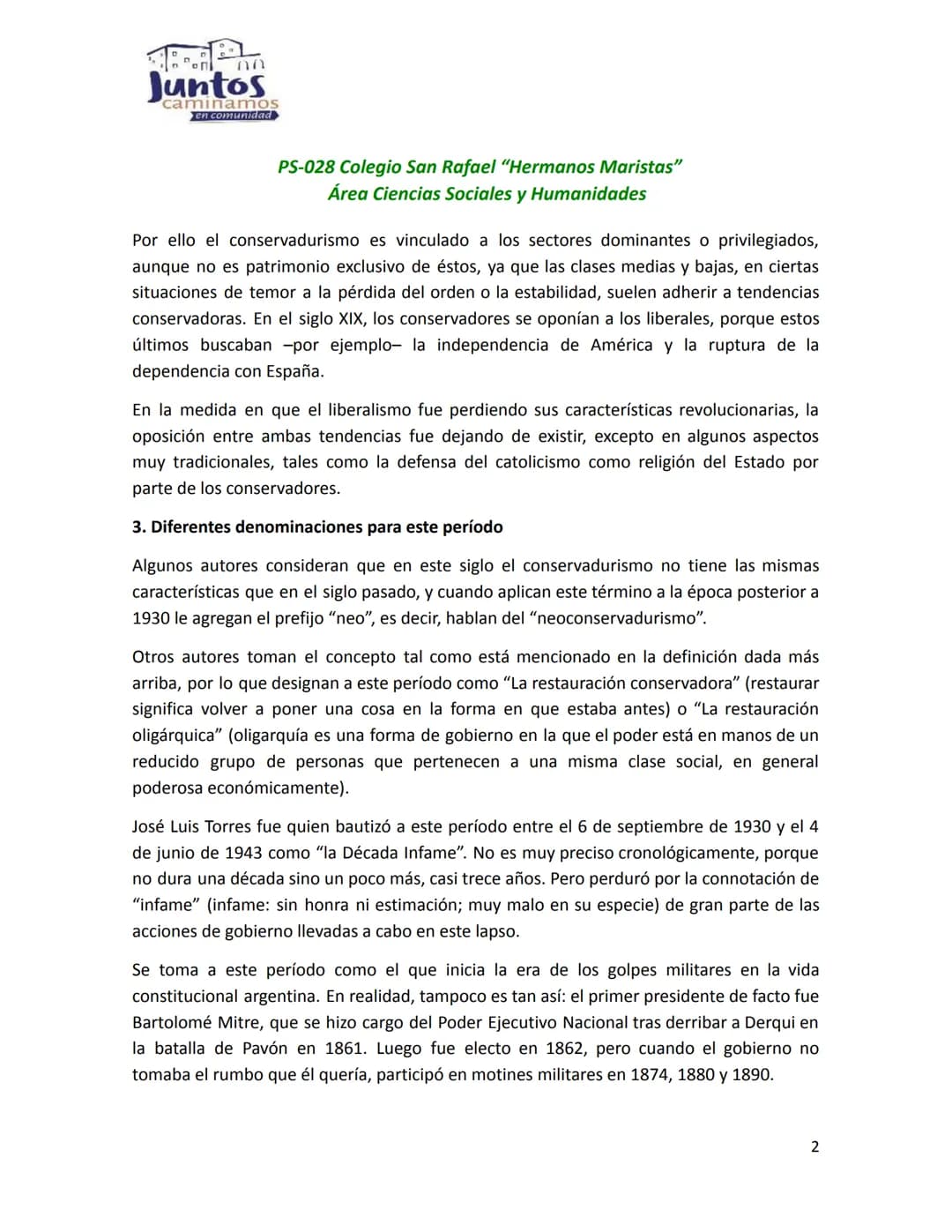 # Juntos
caminamos
en comunidad
PS-028 Colegio San Rafael "Hermanos Maristas"
Área Ciencias Sociales y Humanidades
# LA DÉCADA INFAME (193