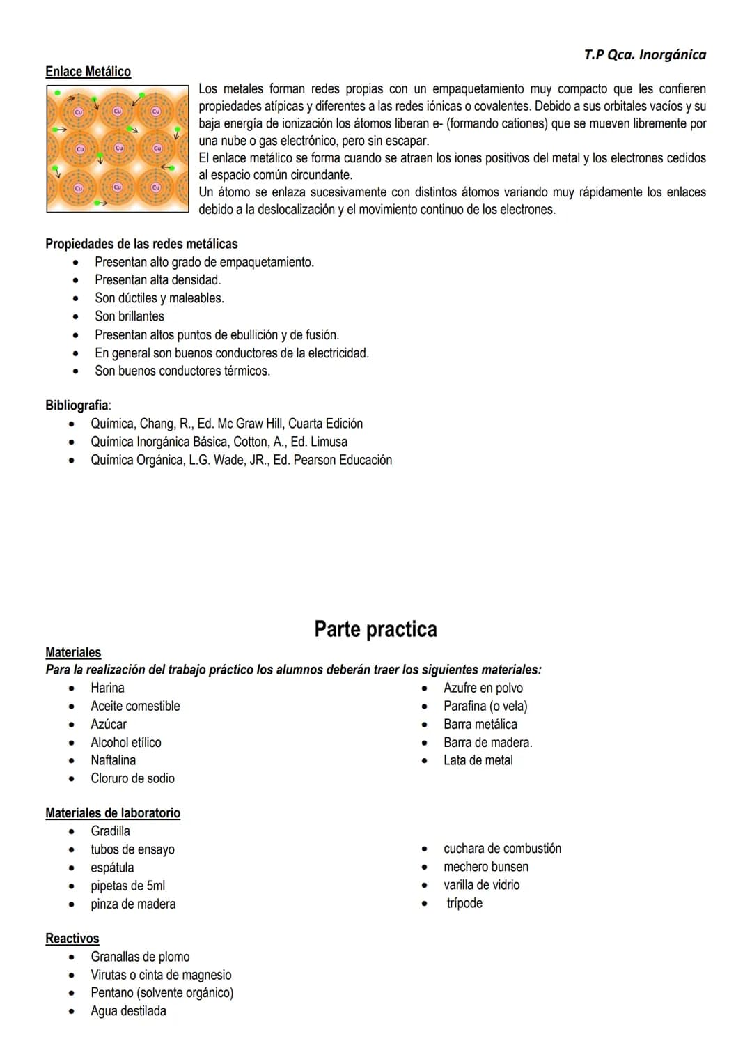 T.P Qca. Inorgánica
Trabajo Practico N°3: Uniones Químicas- Propiedades de las sustancias
Nombre:
Objetivos:
- Observar las distintas caract