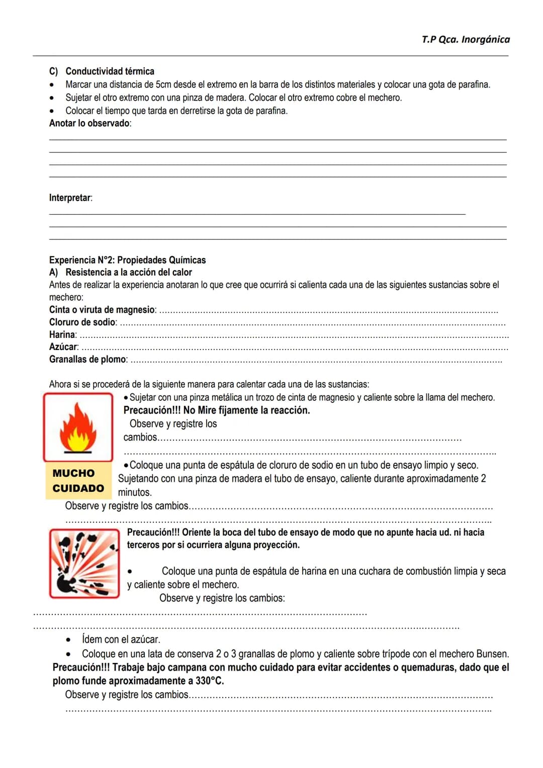 T.P Qca. Inorgánica
Trabajo Practico N°3: Uniones Químicas- Propiedades de las sustancias
Nombre:
Objetivos:
- Observar las distintas caract
