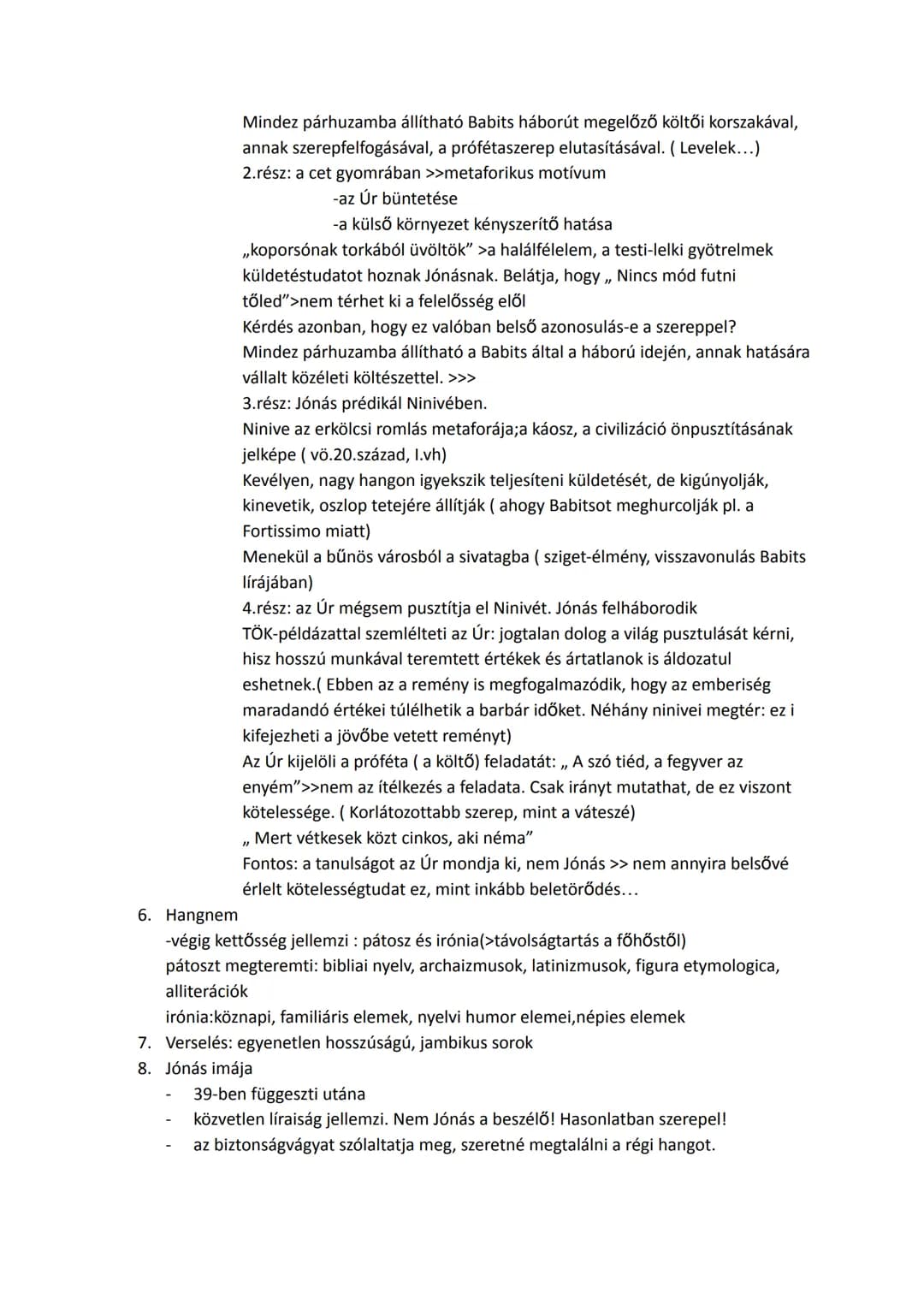 1. Bevezetés
Babits Mihály: Jónás könyve
- operációja után, betegágyon vetette papírra (ekkor csak beszélgetőfüzeteiben
tartotta a kapcsolat