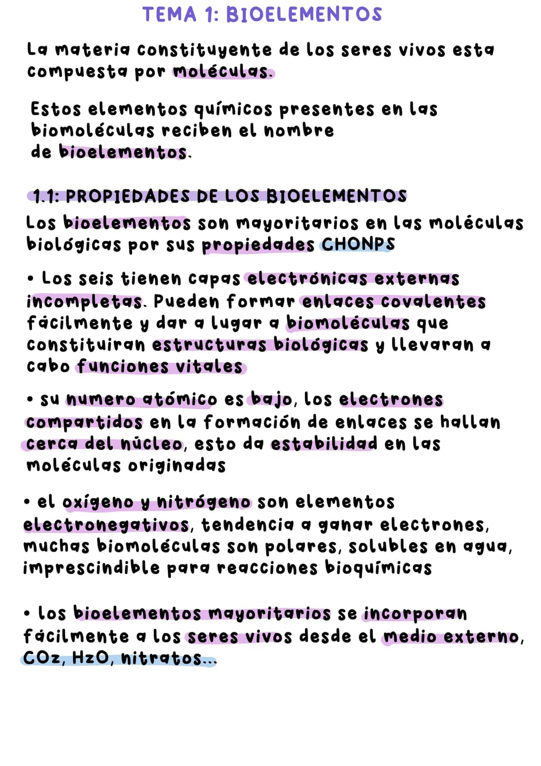 BIOLOGIA # ΤΕΜΑ 1: BIOELEMENTOS
La materia constituyente de los seres vivos esta
compuesta por moléculas.
Estos elementos químicos present