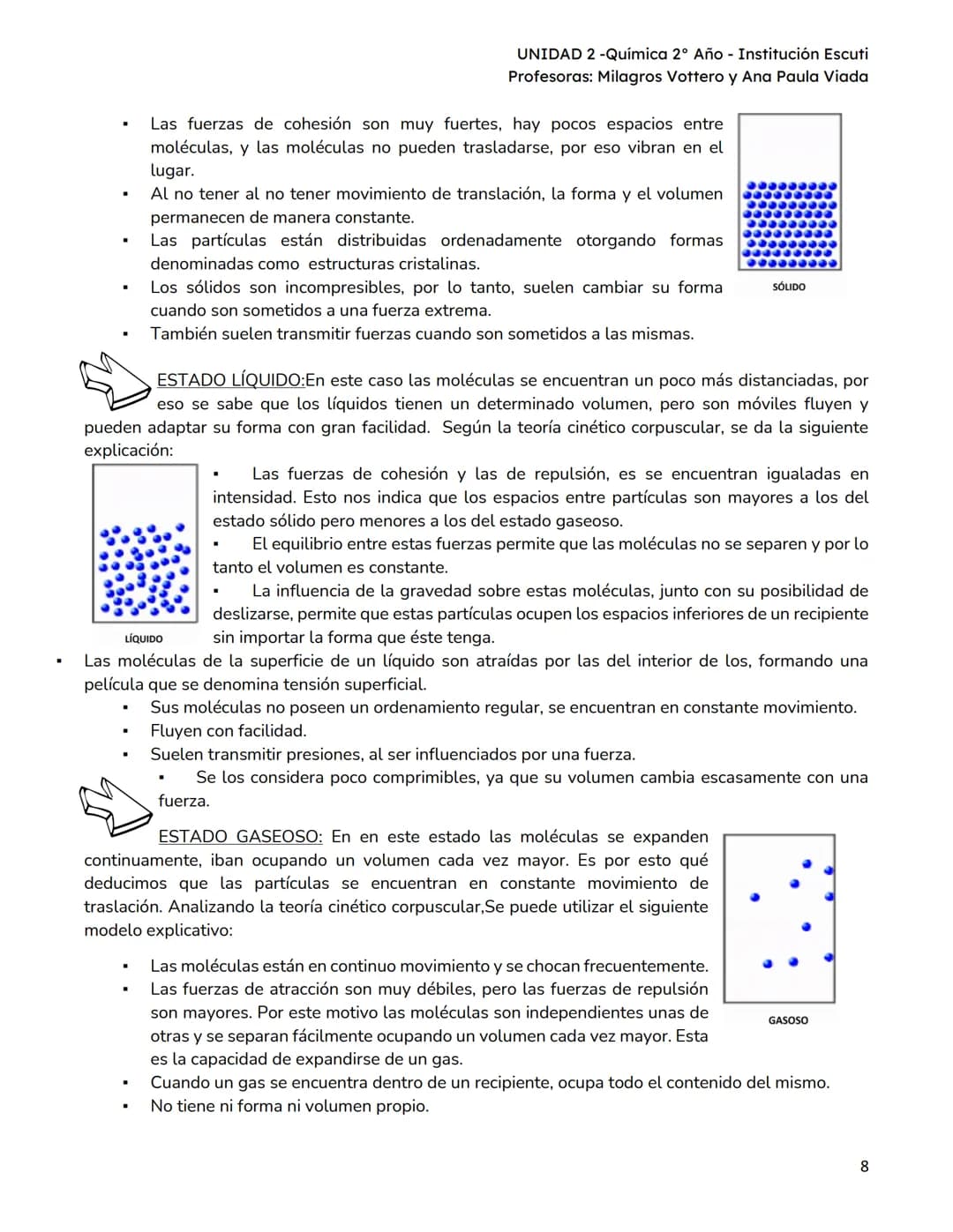 UNIDAD II
UNIDAD 2 -Química 2º Año - Institución Escuti
Profesoras: Milagros Vottero y Ana Paula Viada
MATERIAL PARA ESTUDIO - UNIDAD II