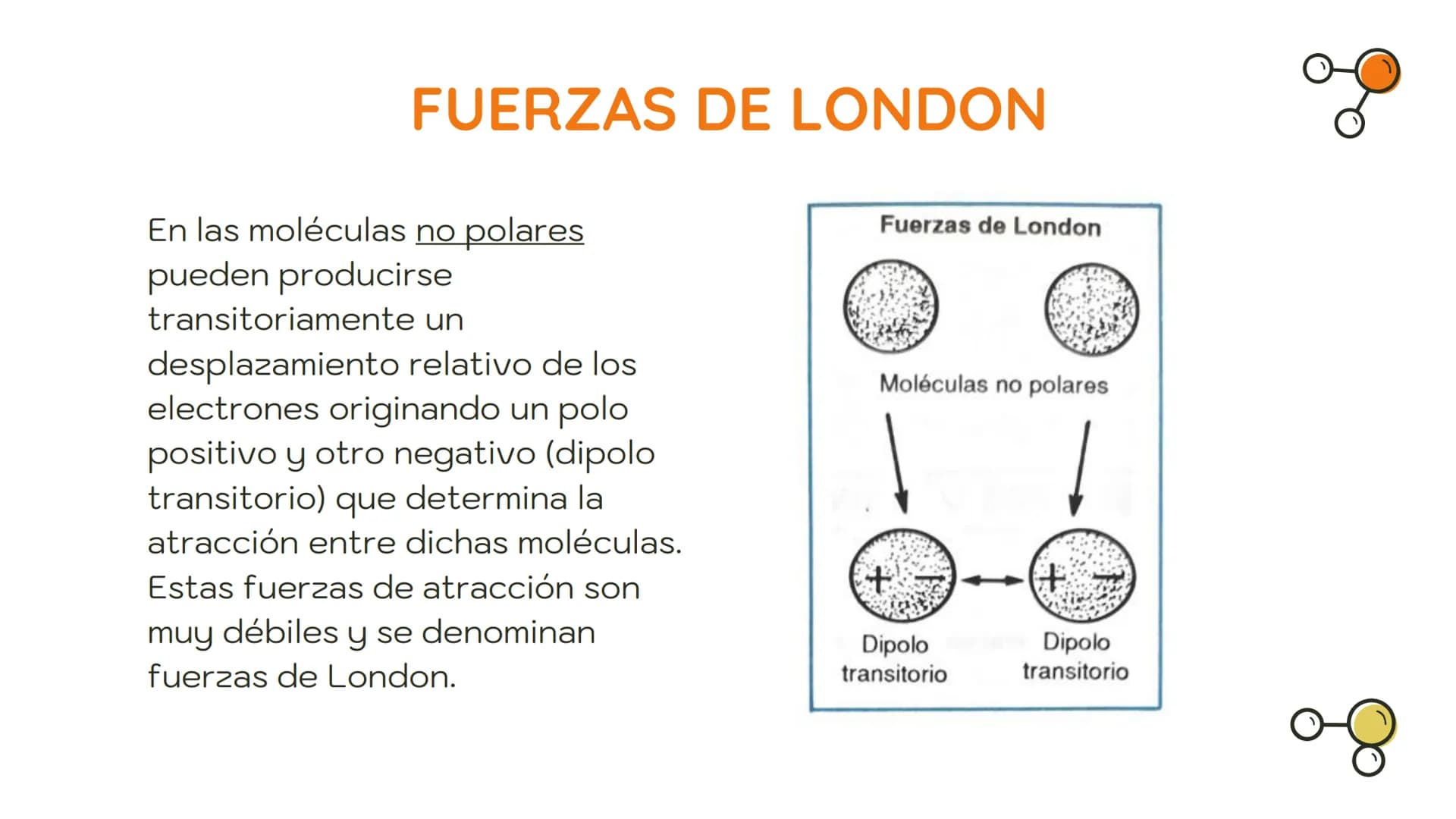 # ATRACCIÓN
# INTERMOLECULAR La estructura de los átomos determina el tipo de unión
que se establece para formar moléculas, lo cual origina