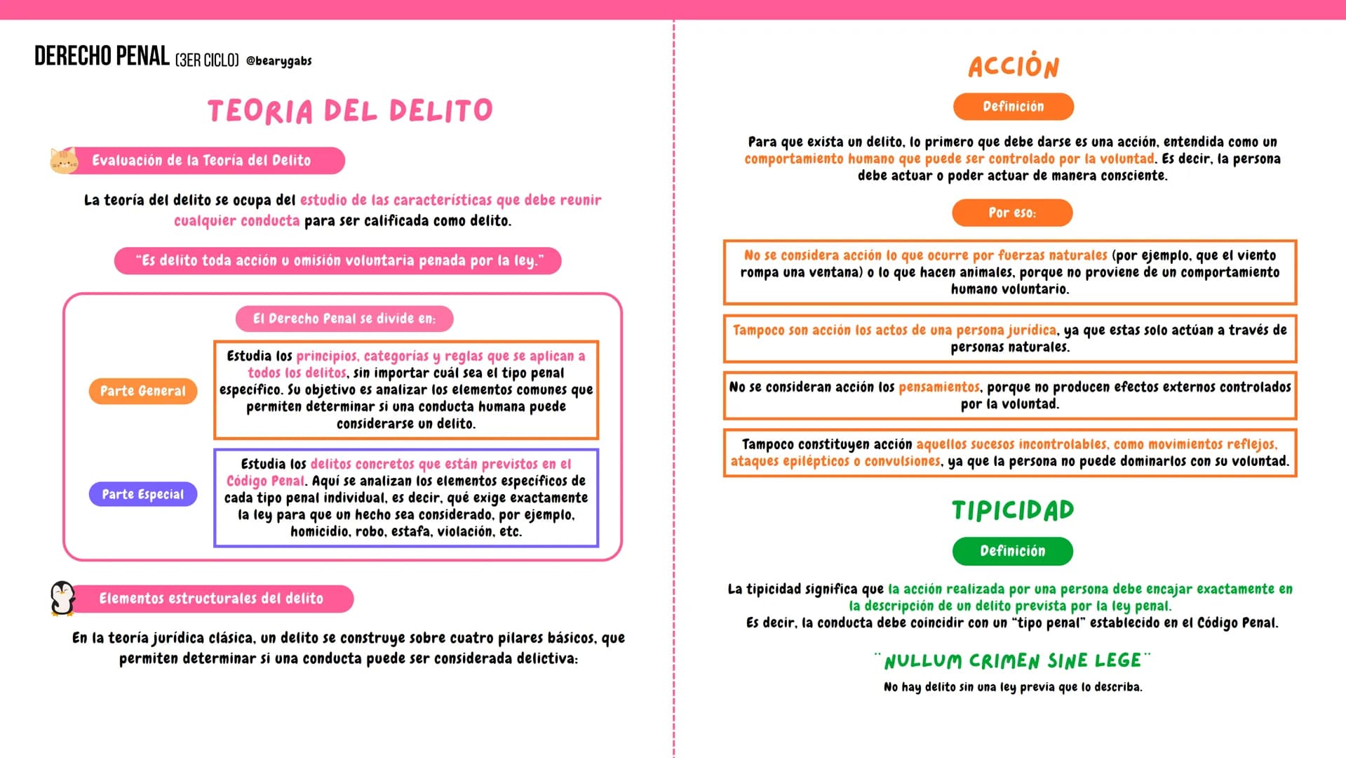 DERECHO PENAL (3ER CICLO) @bearygabs
TEORIA DEL DELITO
Evaluación de la Teoría del Delito
La teoría del delito se ocupa del estudio de la