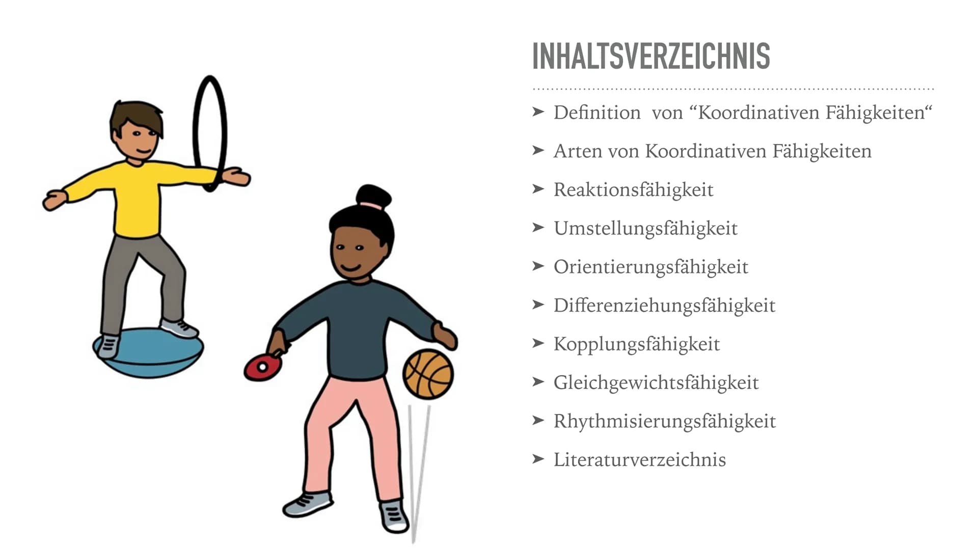 KOORDINATIVE
FÄHIGKEITEN
Von Seymen und # INHALTSVERZEICHNIS
- Definition von "Koordinativen Fähigkeiten"
- Arten von Koordinativen Fähigke