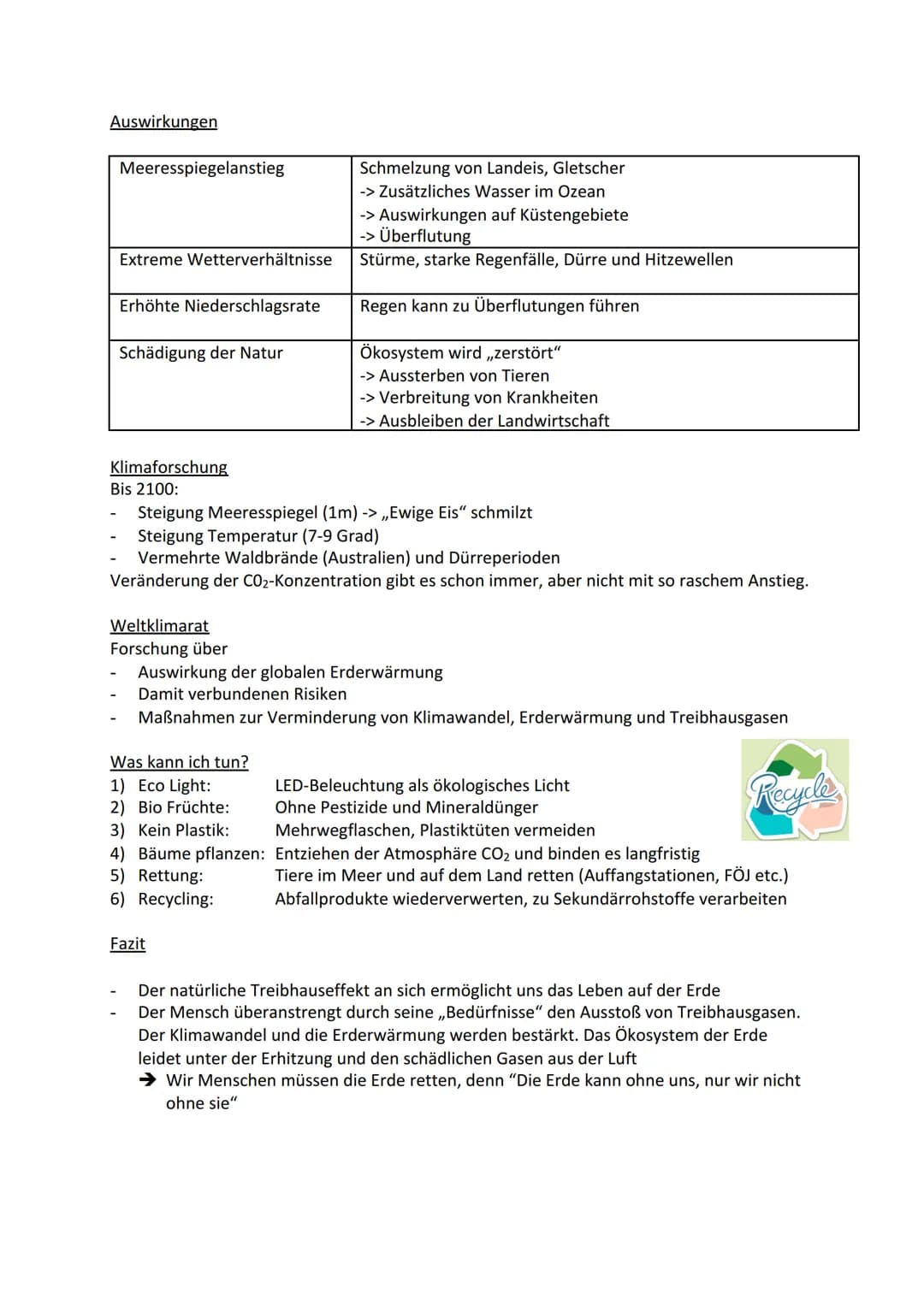 # Treibhauseffekt und Klimawandel
## (Natürlicher) Treibhauseffekt
- Atmosphäre = Glas eines Treibhauses
- Eintreffen von kurzwelliger Stra