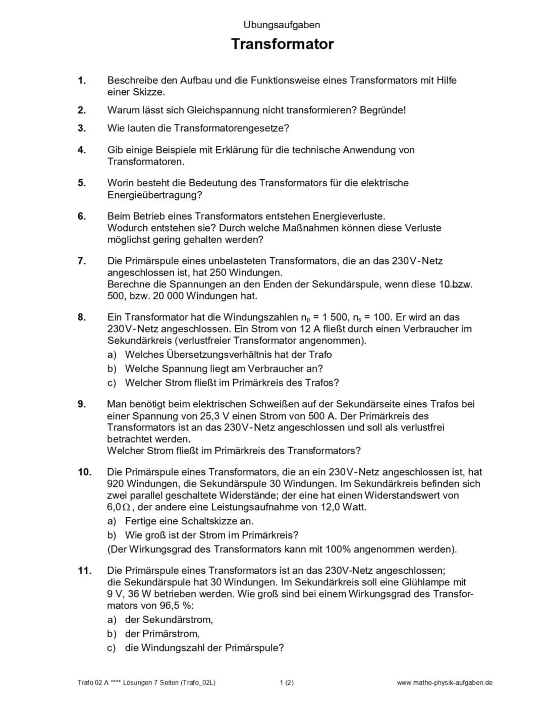 # Transformatior - Tilb 2
## Hochspannungstransformator
Ein Hochspannungstransformator ist ein Transformator, welcher für eine sehr hohe W