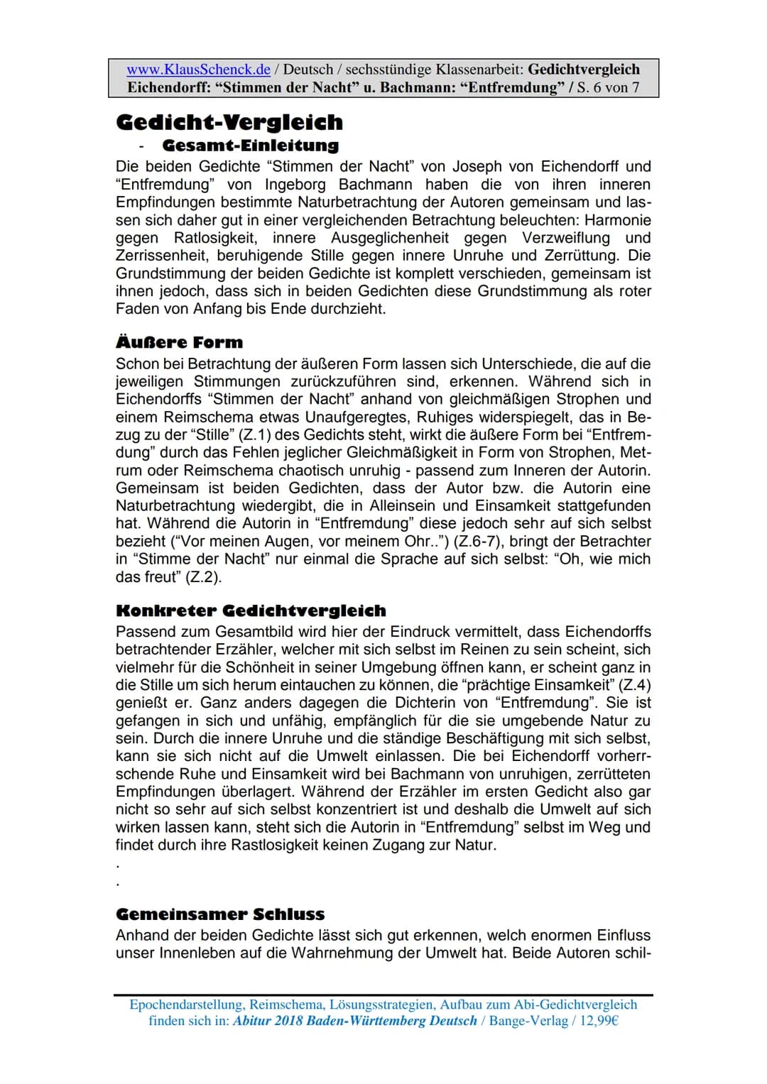 <p>Die Seite <a href="http://www.KlausSchenck.de">www.KlausSchenck.de</a> bietet Übungsmaterial zur Analyse und Interpretation von Lyrik mi