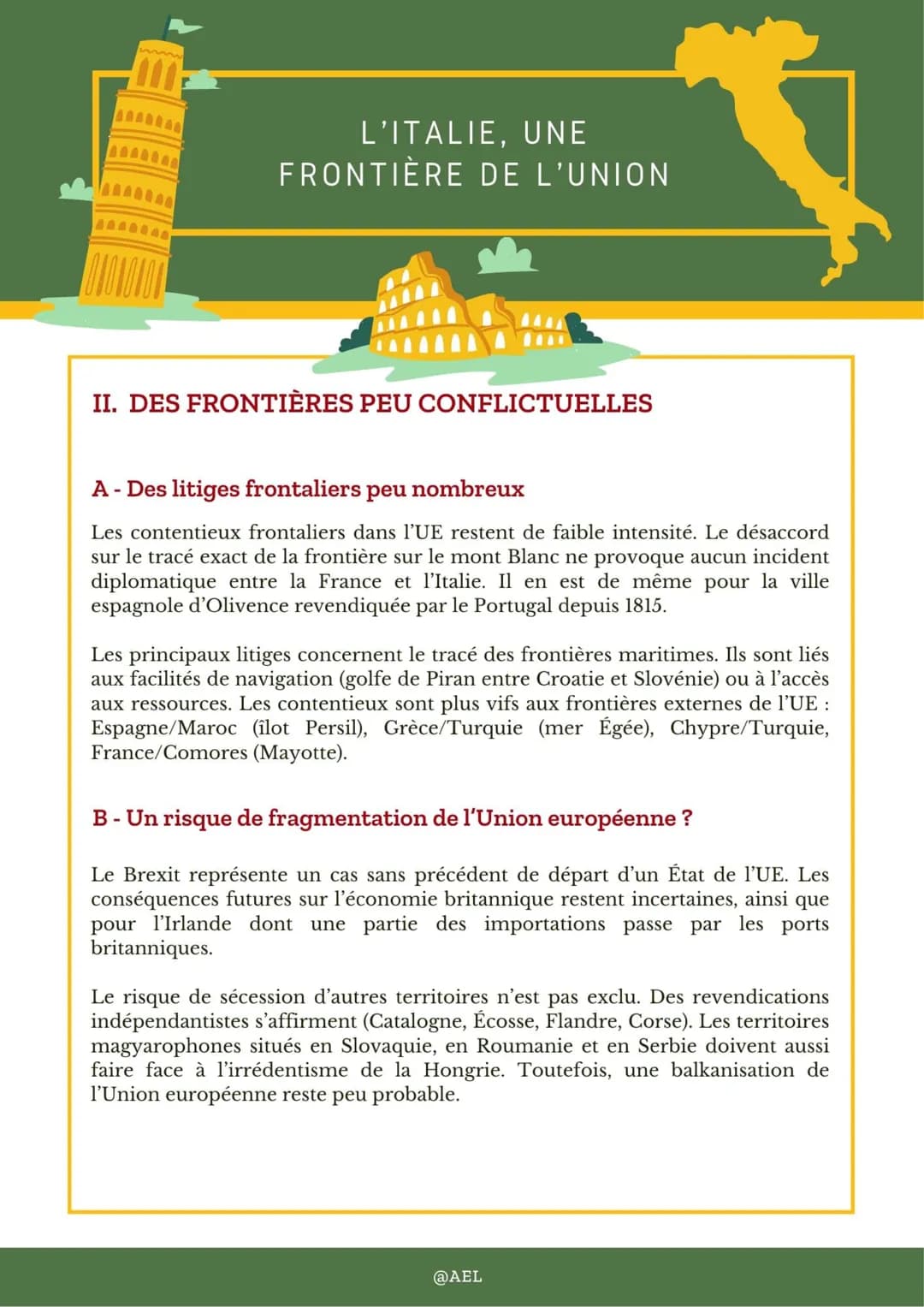 # L'ITALIE, UNE
FRONTIÈRE DE L'UNION
## I - LES MUTATIONS DES FRONTIÈRES INTERNES DE
L'UNION EUROPÉENNE
### A - Une forte intégration régi
