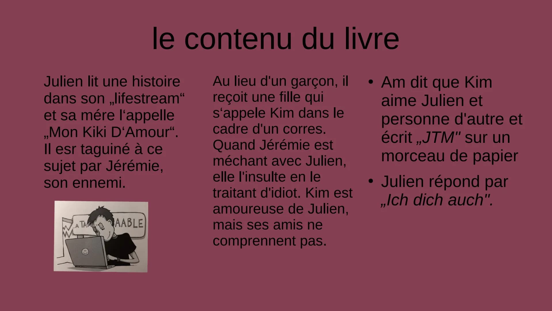 Lectures françaises
ITM-
Marie Gauvillé
JTM - Ich dich auch
h auch
JTM
h
dich auch!
Klett
auch # Inhaltsverzeichnis
* Die Hauptcharaktere
*