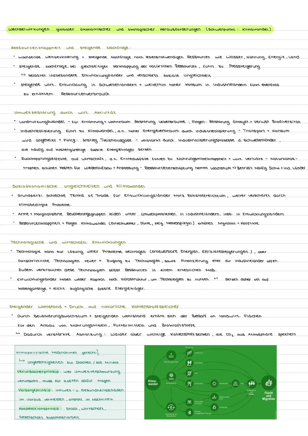 # Wechselwirkungen globaler ökonomischer und ökologischer Herausforderungen (Schwerpunkt Klimawandel)
## Ressourcenknappheit und steigende