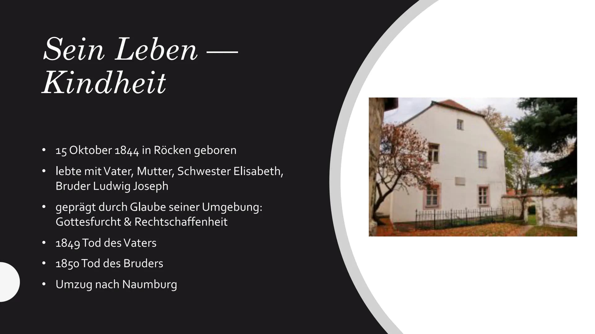FRIEDRICH
NIETZSCHE Struktur
* Leben
- Kindheit
- Bildung und Beruf
- Krankheit
* Wichtige Werke
* Philosophie
- Nihilismus