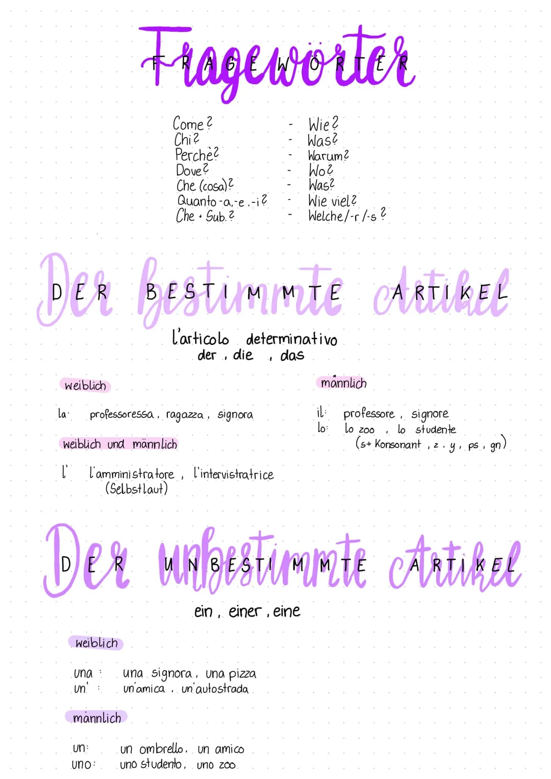 # Prapositionen
- in - in Land, Insel
- di - aus (Herkunft)
- a - in (Stadt + Ort)
Abito a Weiz.
Abito di Austria.
- per - umzu
- da - sei