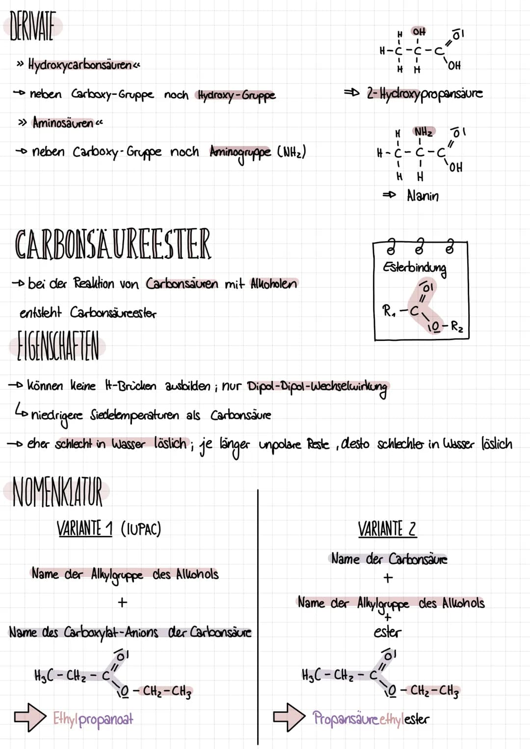 # Q1.3 ALKANSÄUREN UND IHRE DERIVATE
CARBONSÄURE
→die funktionelle Gruppe der Carbonsäuren/Alkansäuren ist clie Carboxy-Gruppe
→Carboxy-Gr