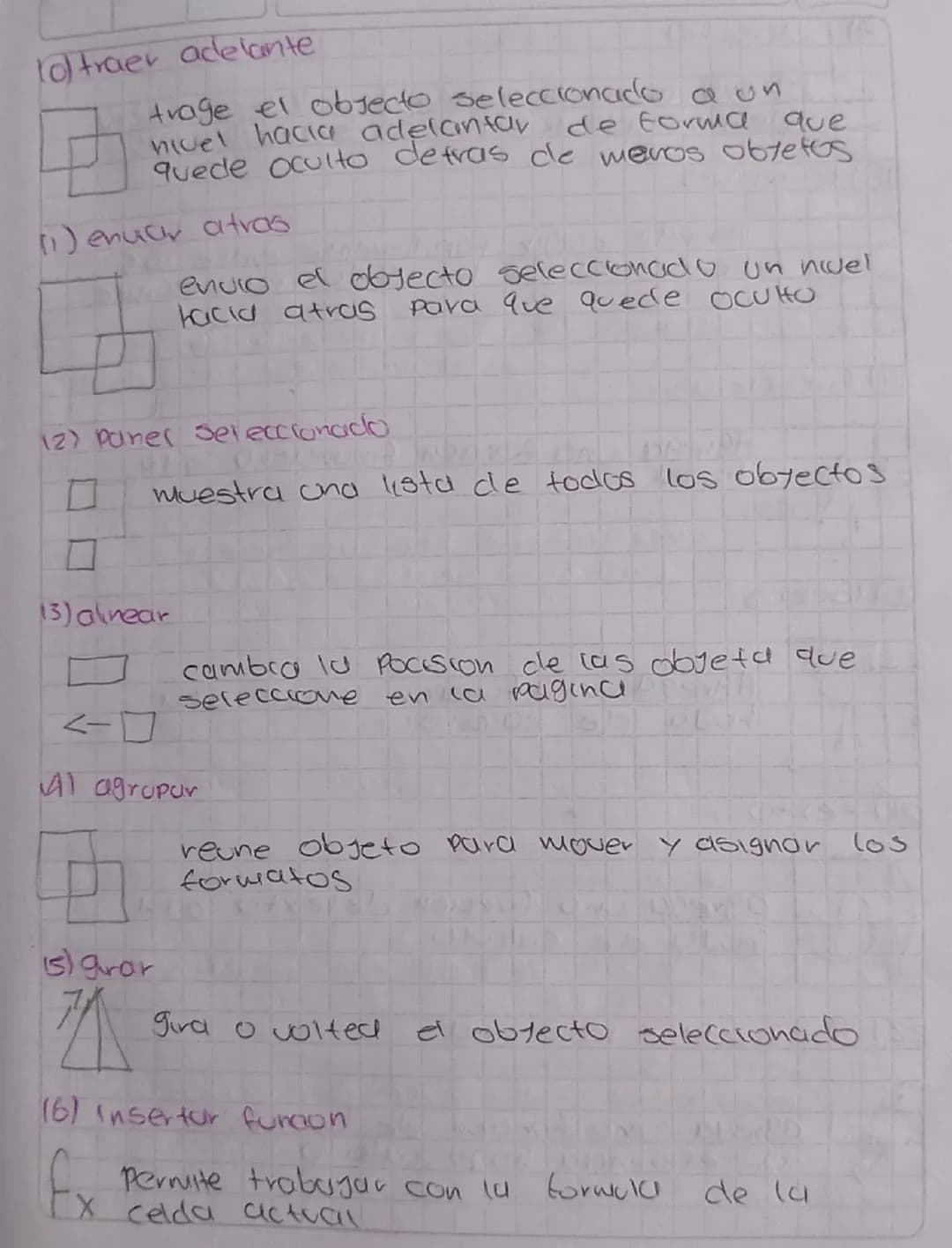 loftraer adelante
trage el objecto seleccionado a un
nivel hacia adelantar de forma que
quede oculto detras de meros obtetos
(1) enuar atra