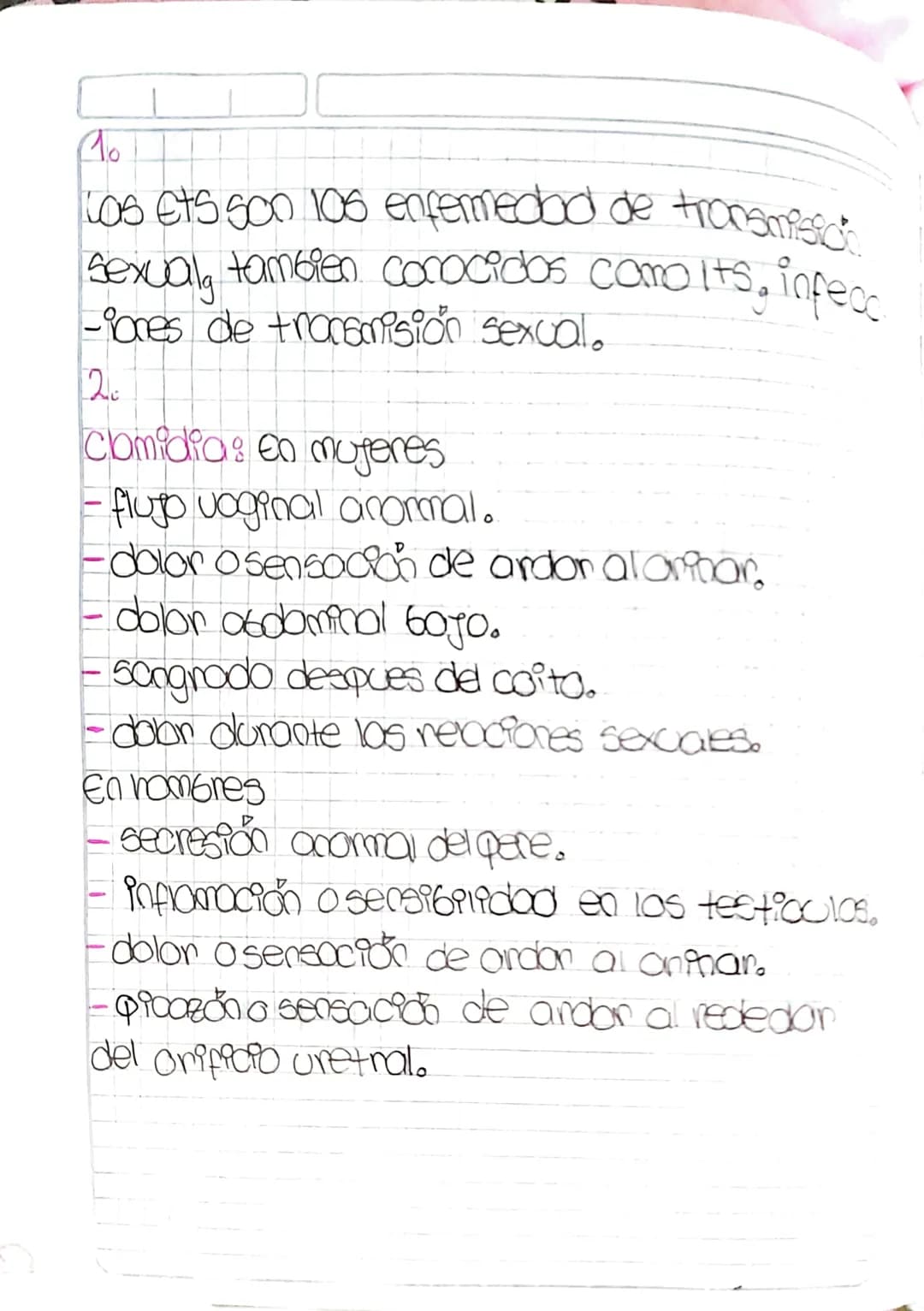 Ao
cos ets soo 105 enfermedad de transmised
sexual, tambien cococidos como Its, infecc
-iones de tracsomisión sexual.
2
Clomidias en mujer