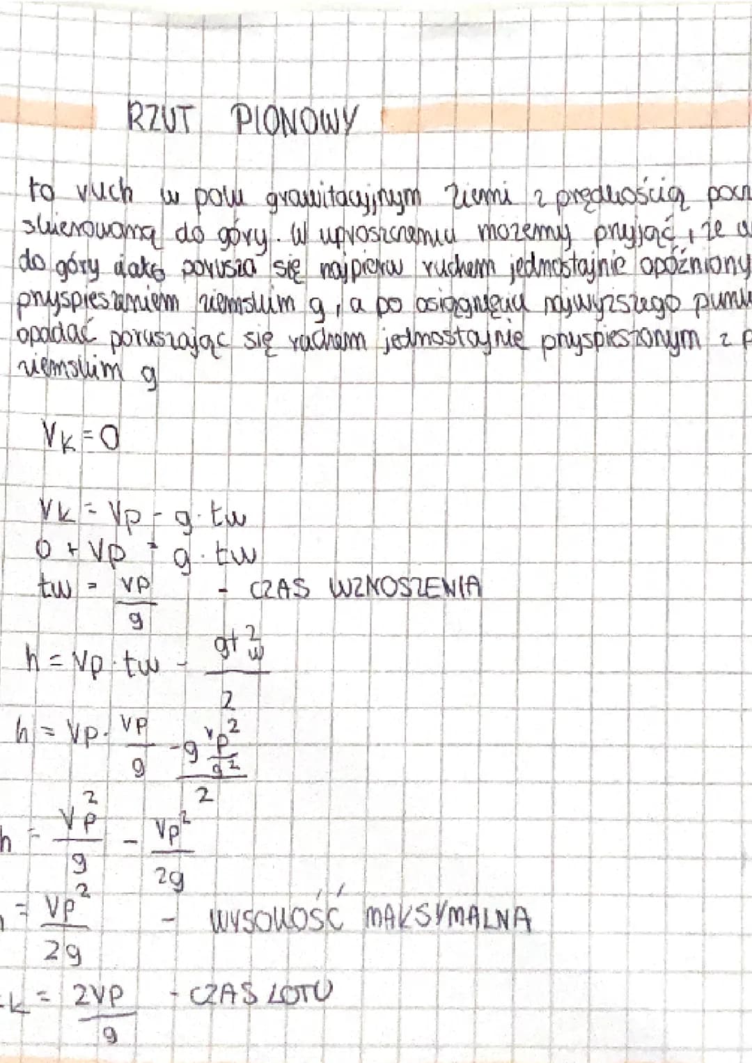 # RZUT PIONOWY
to vuch w polu grawitacyjnym ziemi z prędkością pour
sierowana do góry. W uproszcnemiu mozemy pryjąć, ze a
do góry date povu