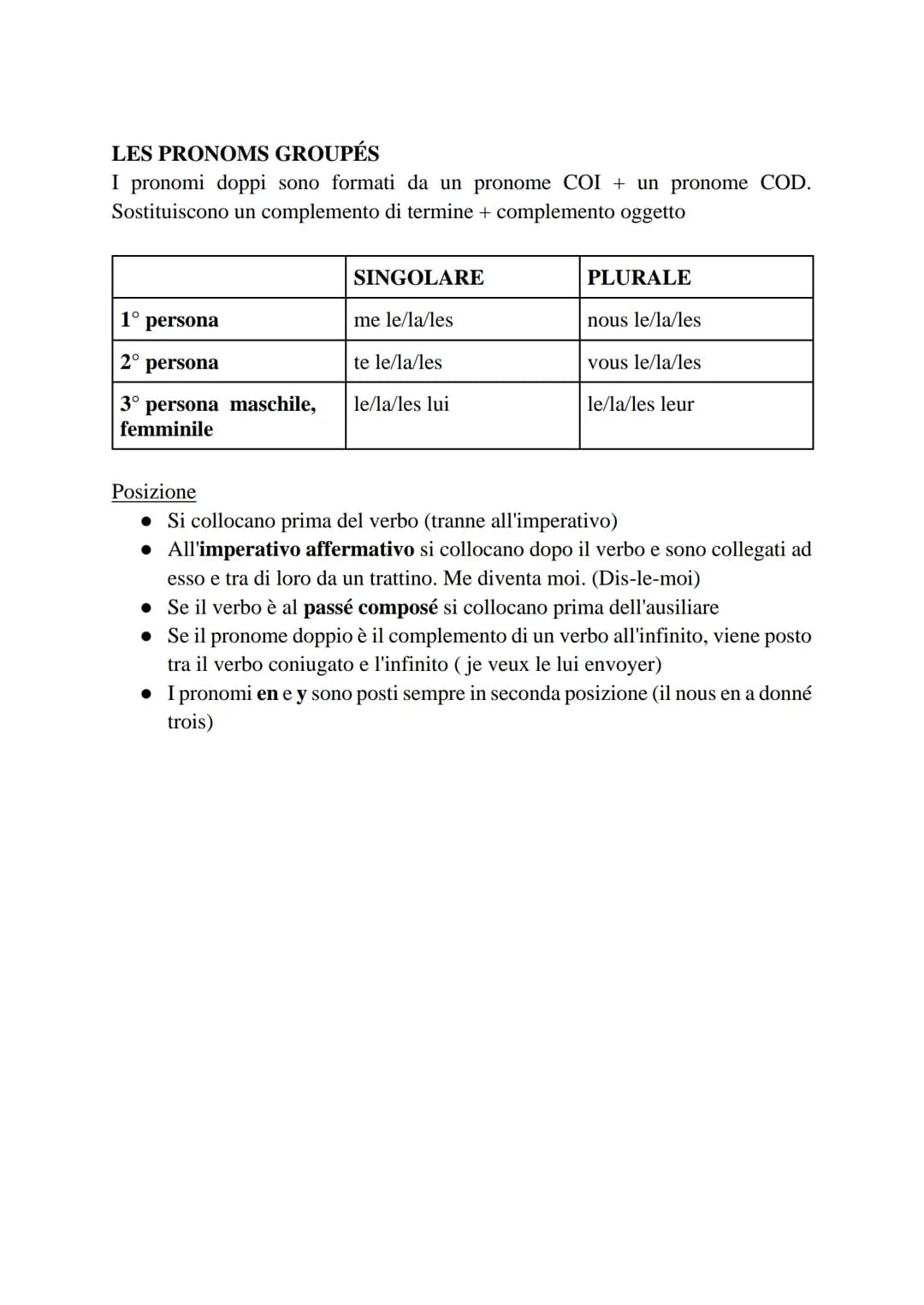 PRONOMS COD
I pronomi COD sostituiscono un sostantivo che risponde alla domanda <chi?>
<che cosa?> posta dopo il verbo.
| |