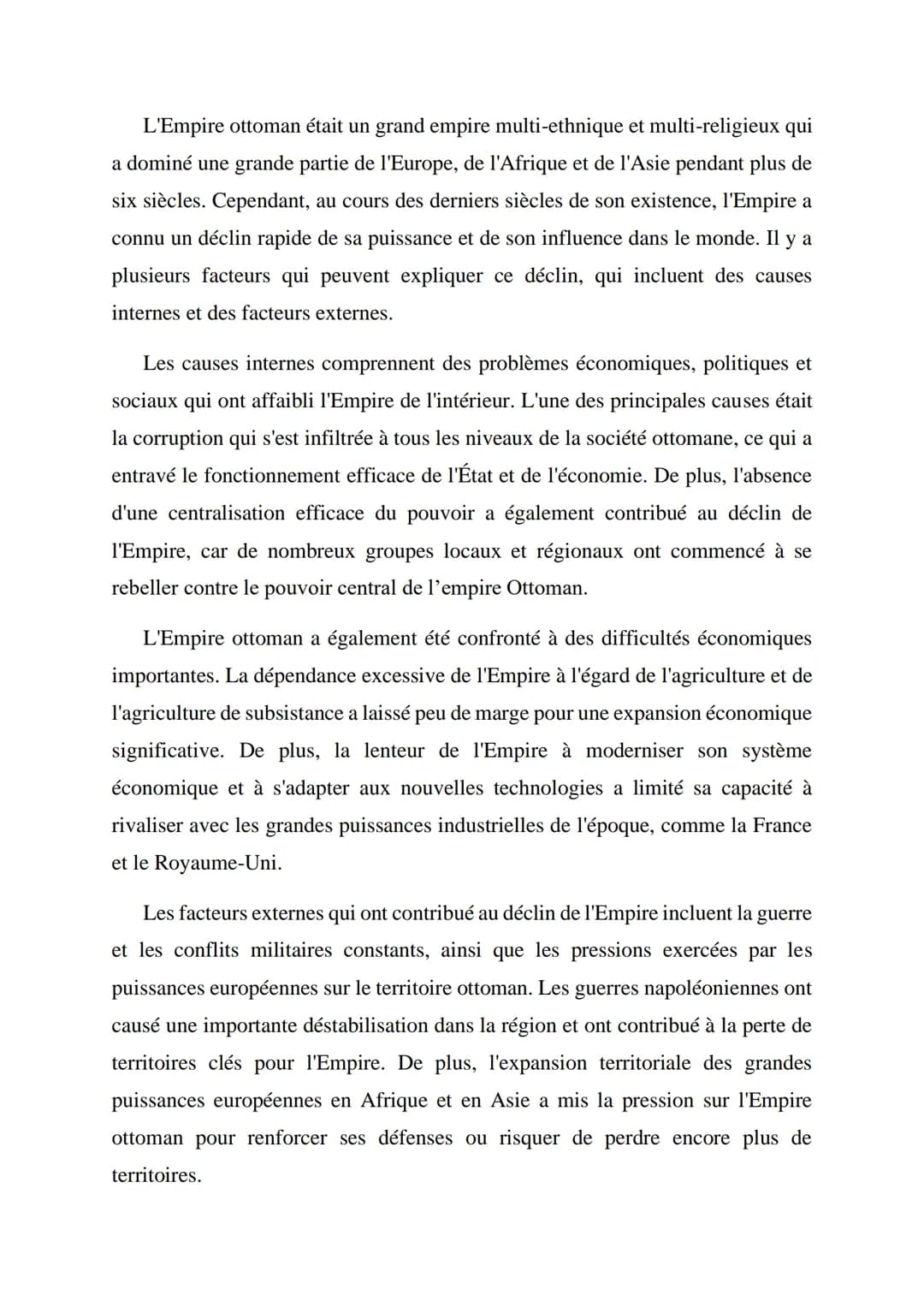 # Le déclin de la puissance de l'empire Ottoman
L'empire ottoman, à la fin de la première guerre mondiale est vaincu, il est
démembré, puis