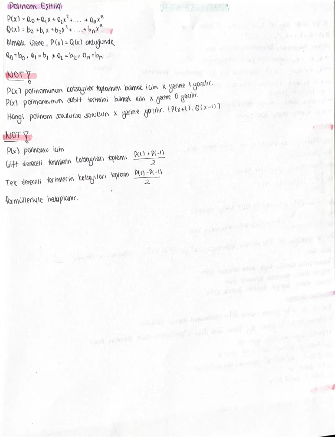 Polinomlar (AYT)
n bir doğol sayı ve Do.er.... One R olmak üzere
P(x)=0o+Qx+02x²+... + Qnx^
Seklinde tanımlanan fonksiyonloro polinom denir.