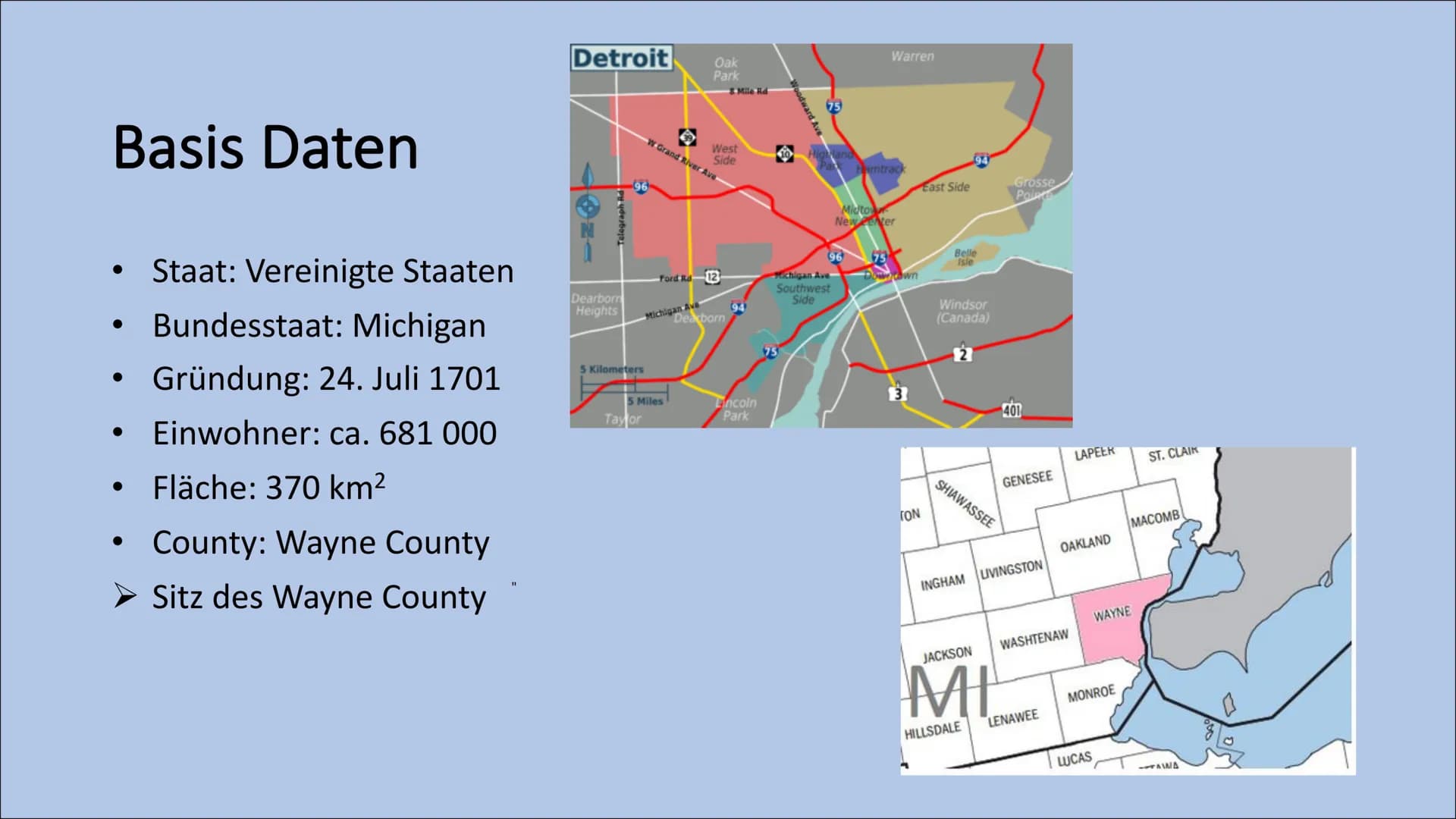 # Detroit
The shrinking citiy # Inhalt
* Definition Shrinking City
* Lokalisation Detroit
* Basis Informationen
* Auf- und Abstieg