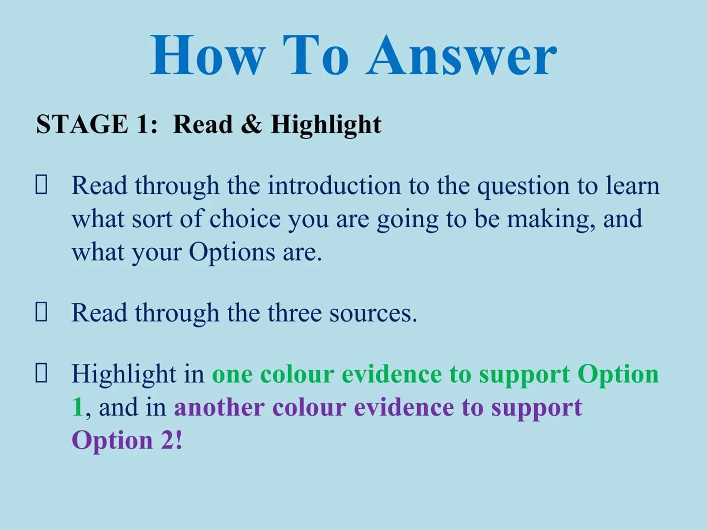 <h2>Support & Oppose Option / Choice</h2>
<p>When faced with a statement, it's important to provide evidence that both supports and opp