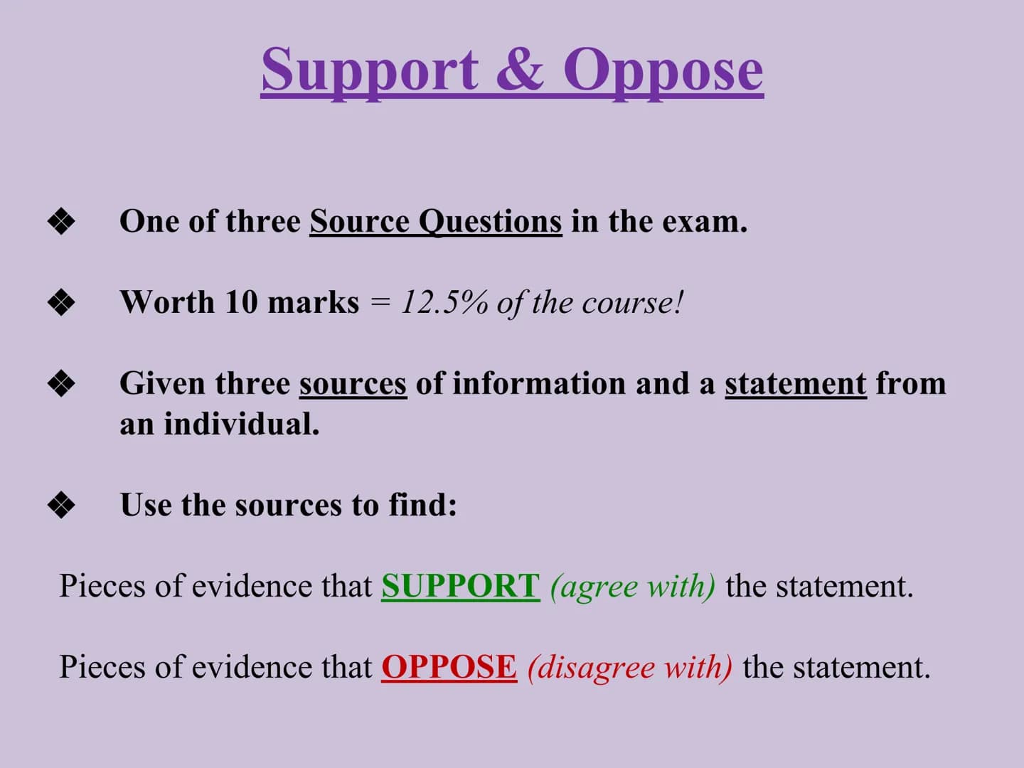 <h2>Support & Oppose Option / Choice</h2>
<p>When faced with a statement, it's important to provide evidence that both supports and opp