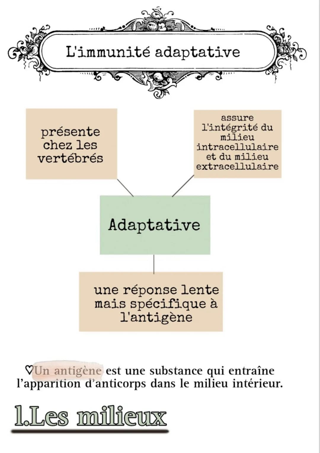 # L'immunité adaptative
présente
chez les
vertébrés
assure
l'intégrité du
milieu
intracellulaire
et du milieu
extracellulaire
Adaptative