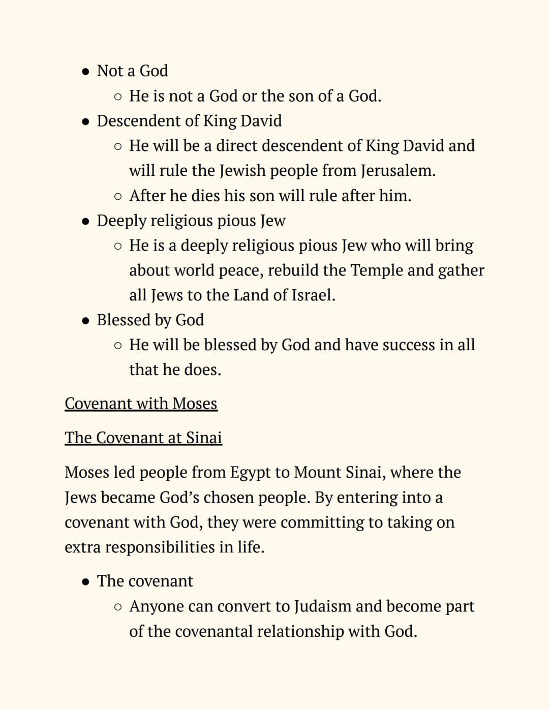 RE
Judaism
Notes
Beliefs and Teachings
The Nature of God
Jews believe in One God, so Judaism is a monotheistic
religion. The nature of