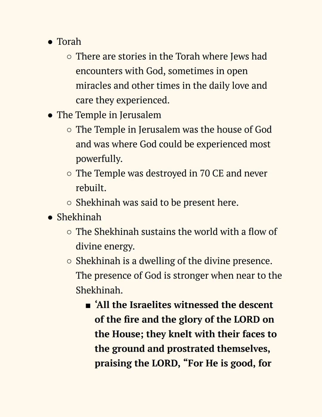 RE
Judaism
Notes
Beliefs and Teachings
The Nature of God
Jews believe in One God, so Judaism is a monotheistic
religion. The nature of