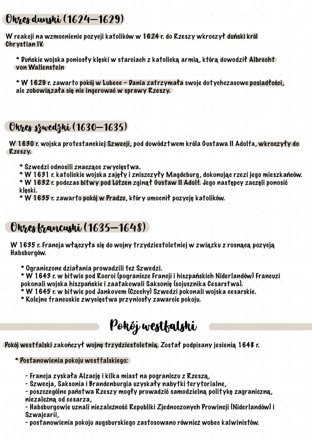 # Wojna trzydziestoletnia
## Przyczyny wojny trzydziestoletniej
- konflikty religijne na terenie Rzeszy:
* protestanccy władcy zaczęli