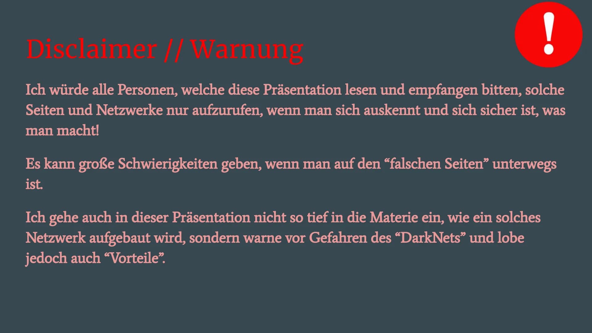 # Das DarkNet...
...
... und seine Gefahren
Eine Präsentation von Justin D. # Was ist das “DarkNet”?
- Das Darknet ist eine anonymes Net