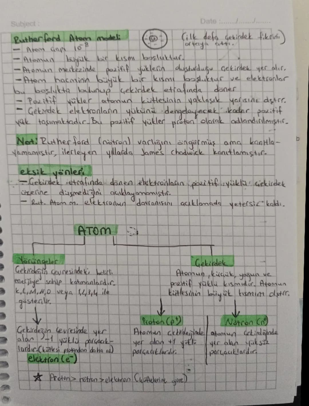 Subject:
Atom teorileri ve atomun yapısı
Teoringislemler ve deneyler sonucunda elde edilen
kanıtlara dayalı obrak, bir day ya da dguyu açı
